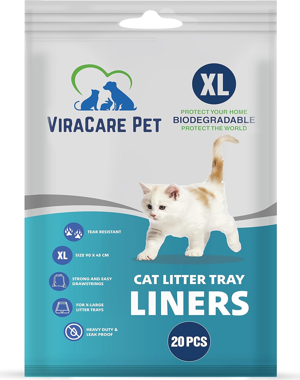 20 x Cat Litter Tray Liners Extra Large | With Drawstrings | Biodegradable | Scr...