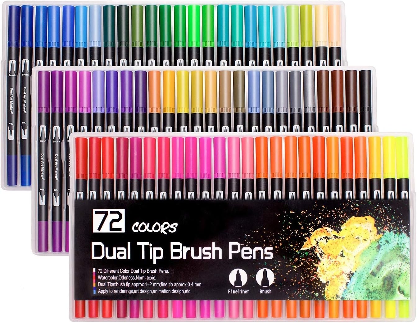 Laconile 72 Colours Dual Tip Brush Pens Brush Markers,Colouring Pens for Adults...