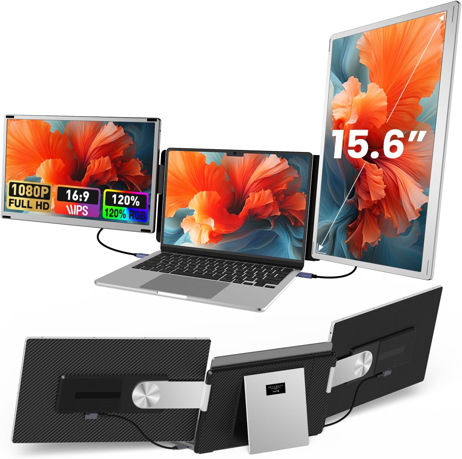 15.6" Laptop Screen Extender, 1080P FHD Laptop Monitor Extender with 120% sRGB,...