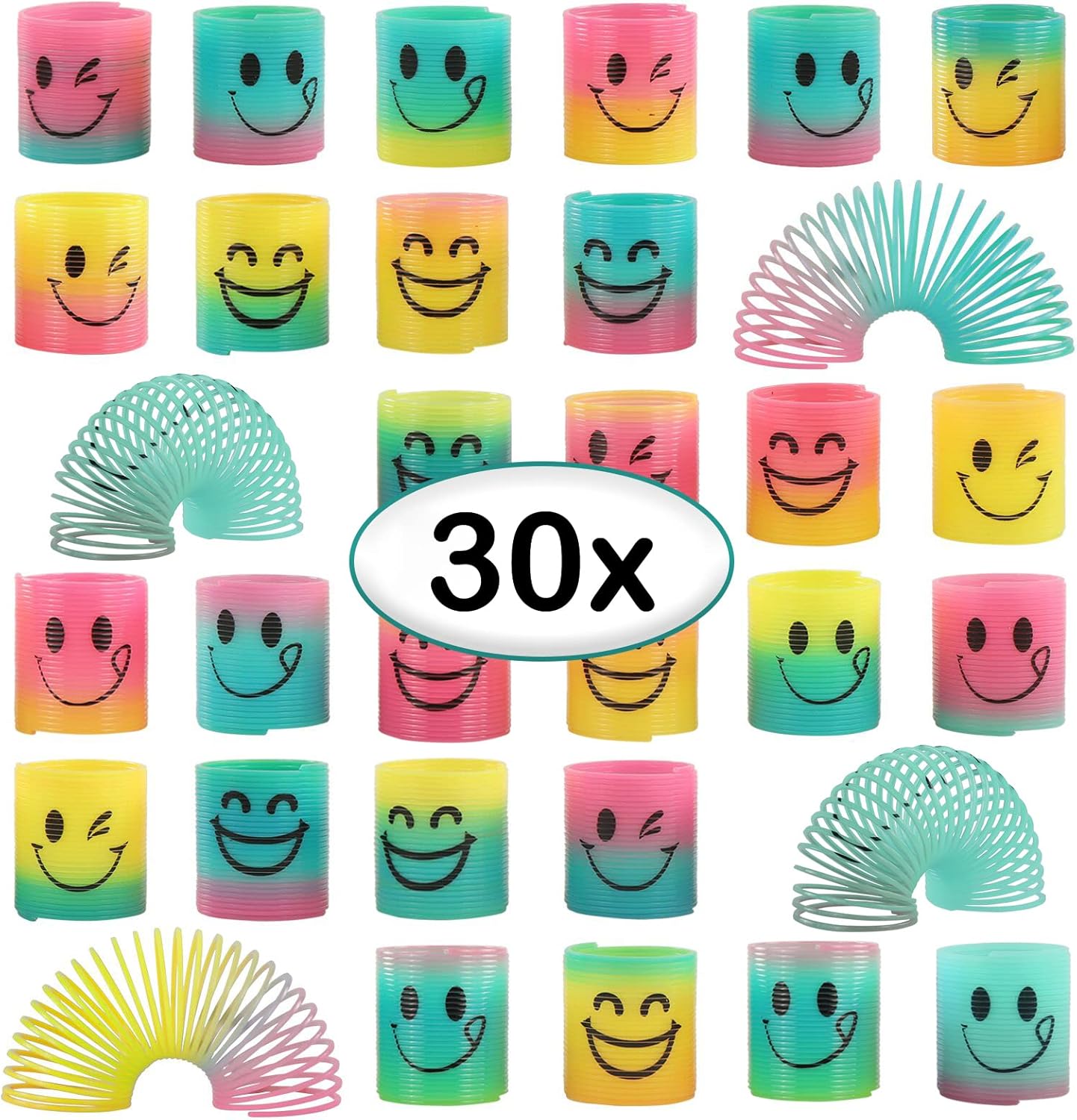 30 Spring Party Bag Fillers Rainbow Fidget Mini Smile Toys for Pinata Party Favo...