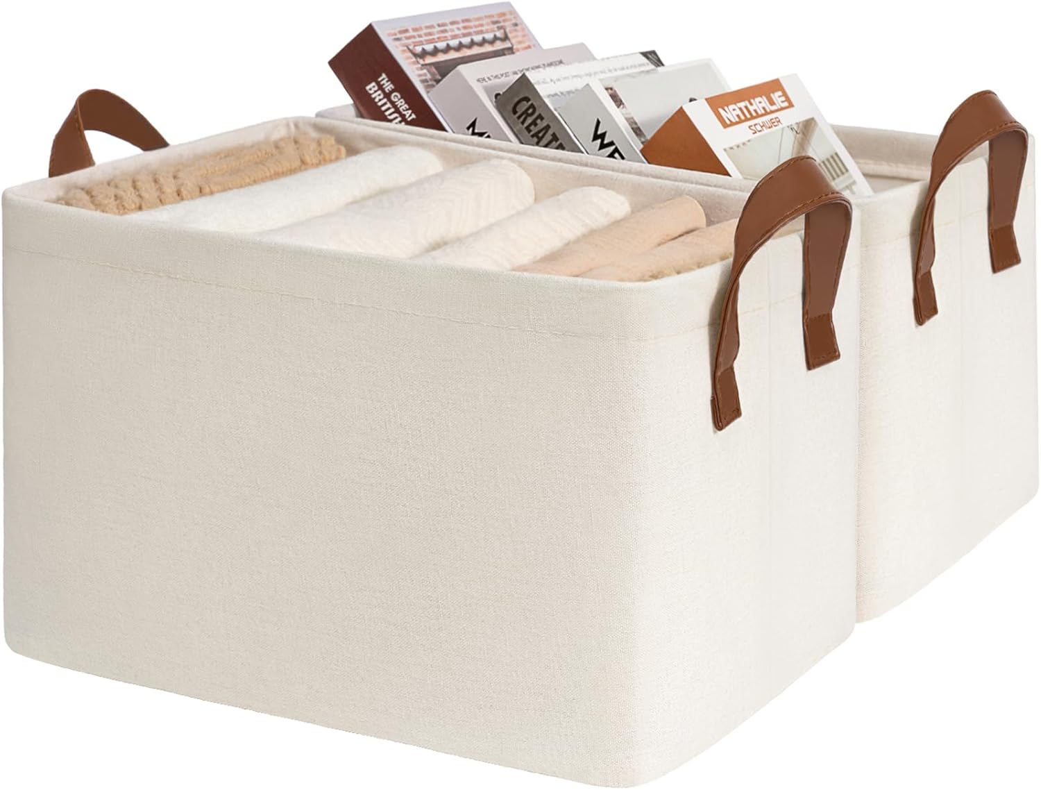 CHICVITA Storage Baskets for Shelves, Closet Organizers and Storage, Modern, Bei...
