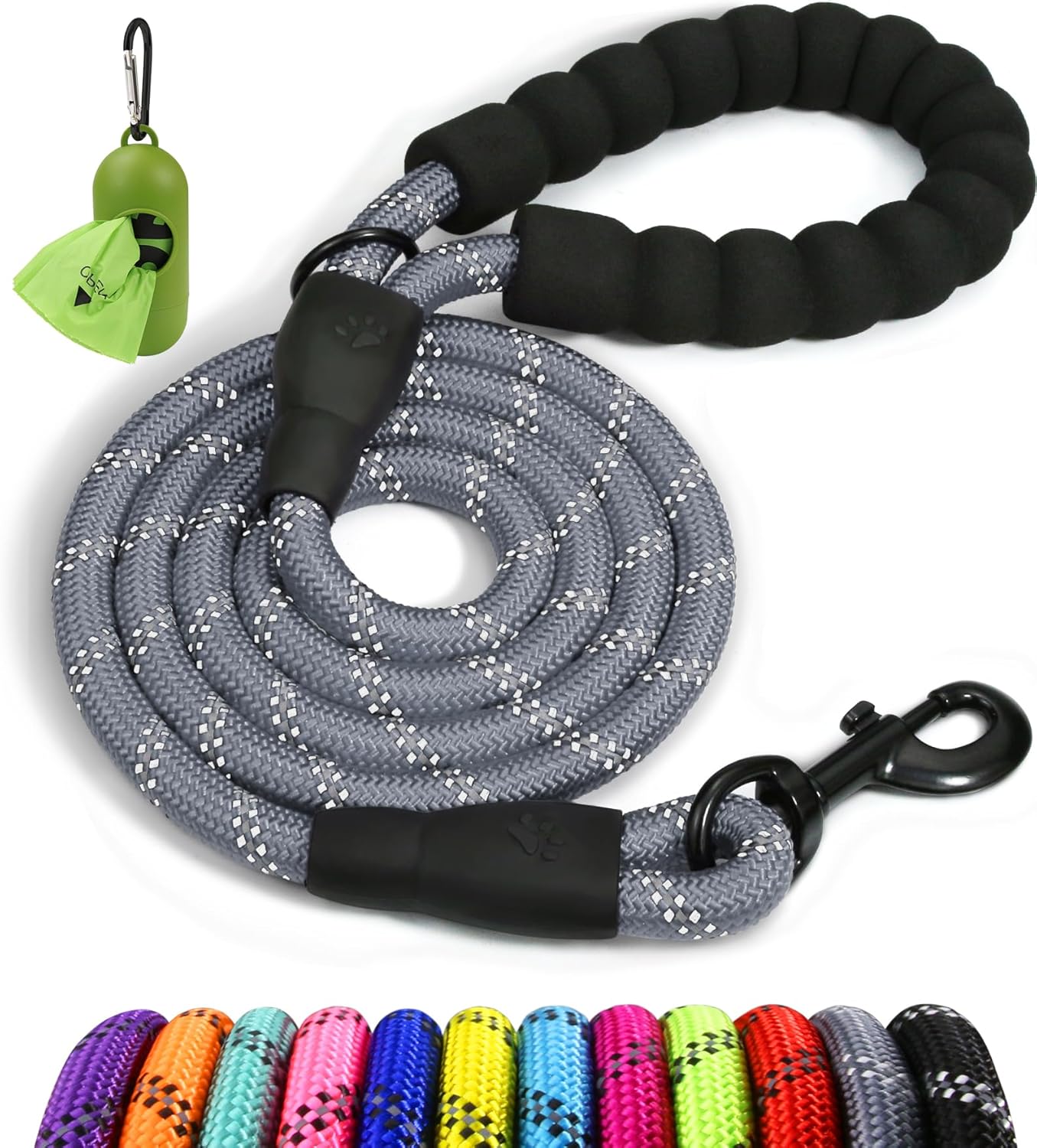 Taglory Rope Dog Lead with Soft Padded Handle, 1.2 m Reflective Lead and Multi-C...