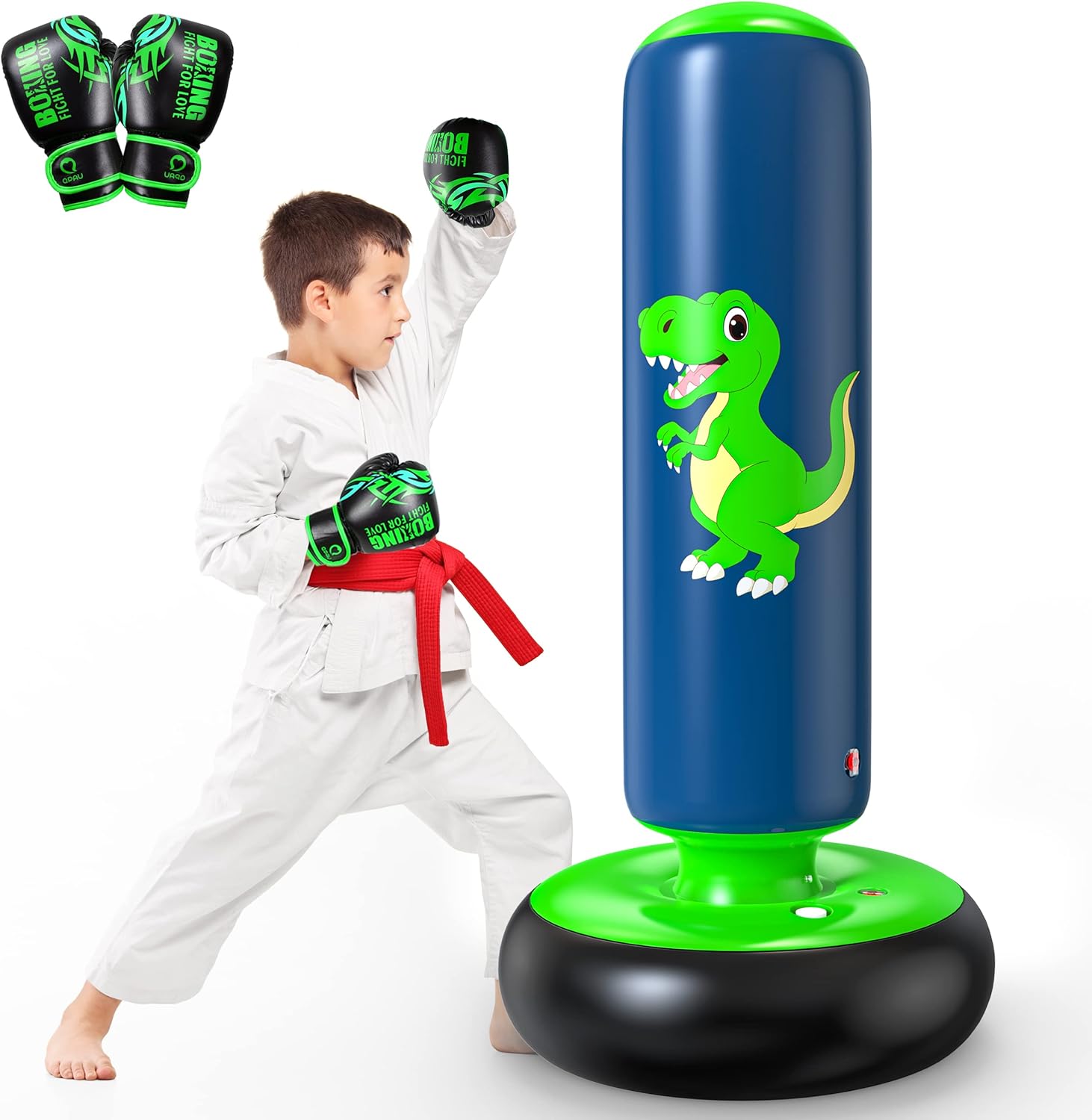 QPAU Inflatable Punching Bag, 48 Inch Stable Inflatable Boxing Bag for 3-6 Kids,...