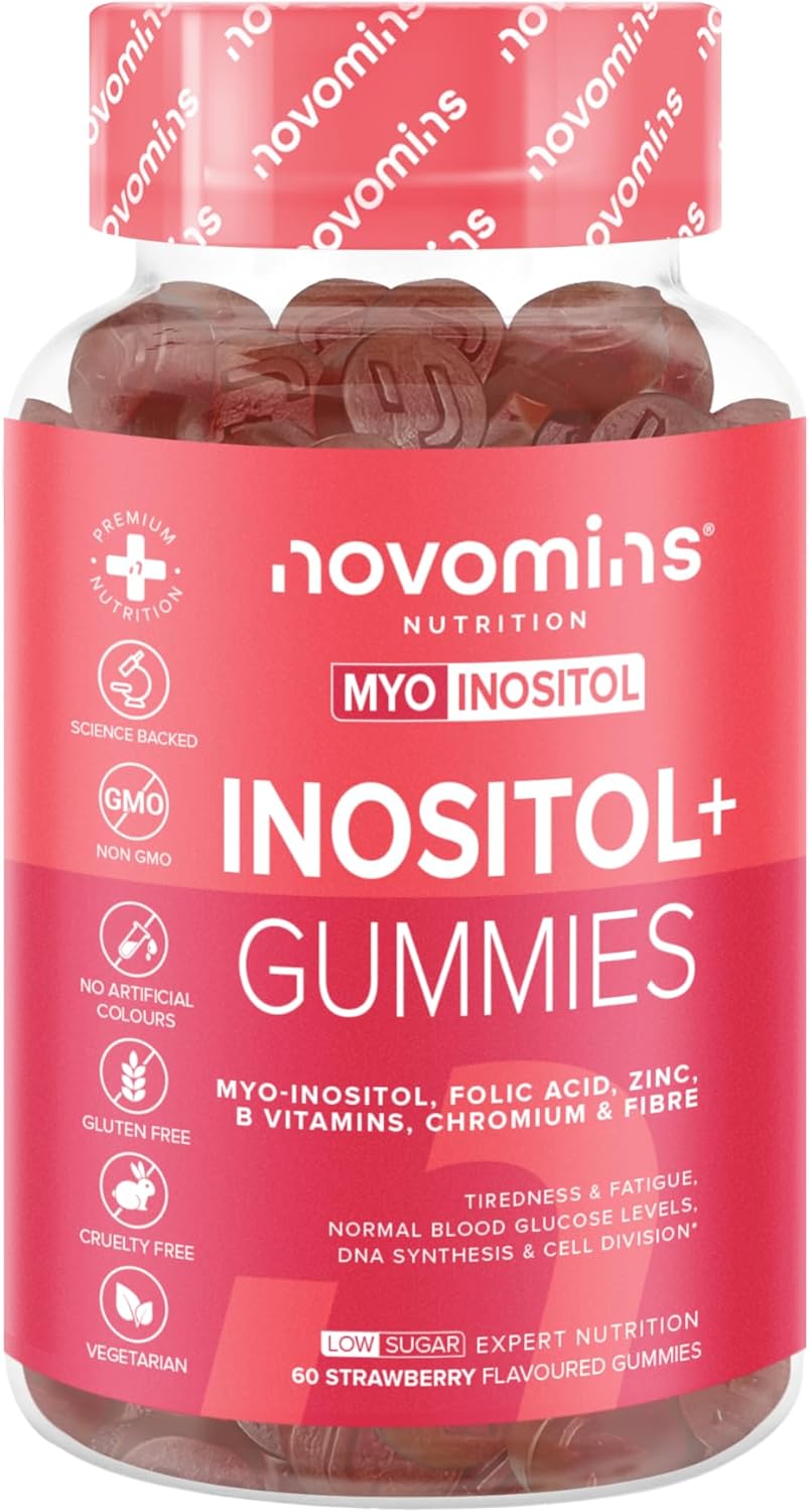 Novomins PCOS Gummies – PCOS Supplement with Myo-Inositol, Folate, Zinc, Vitamin...