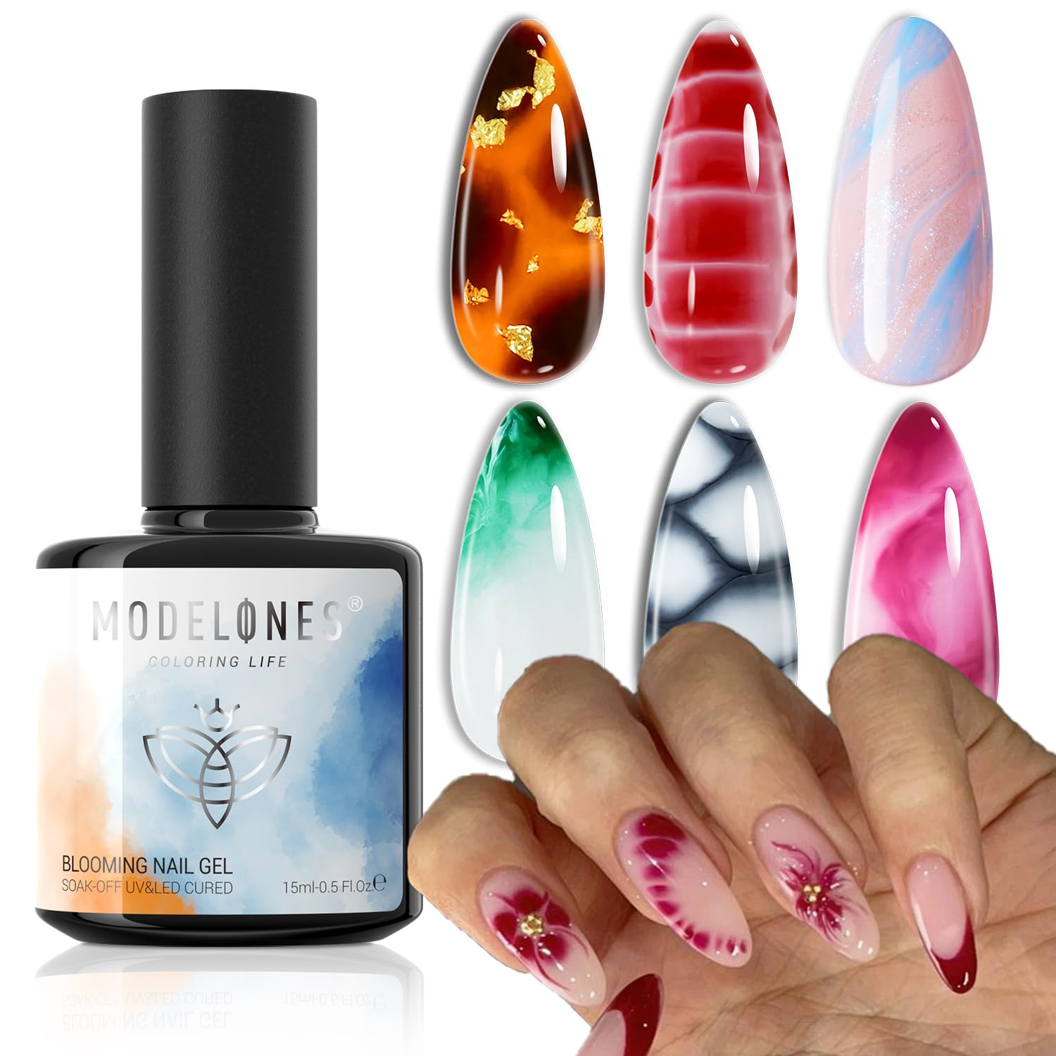 modelones Blooming Gel Nail Polish, 15 ml Clear Nail Art Accessories Stuff for S...