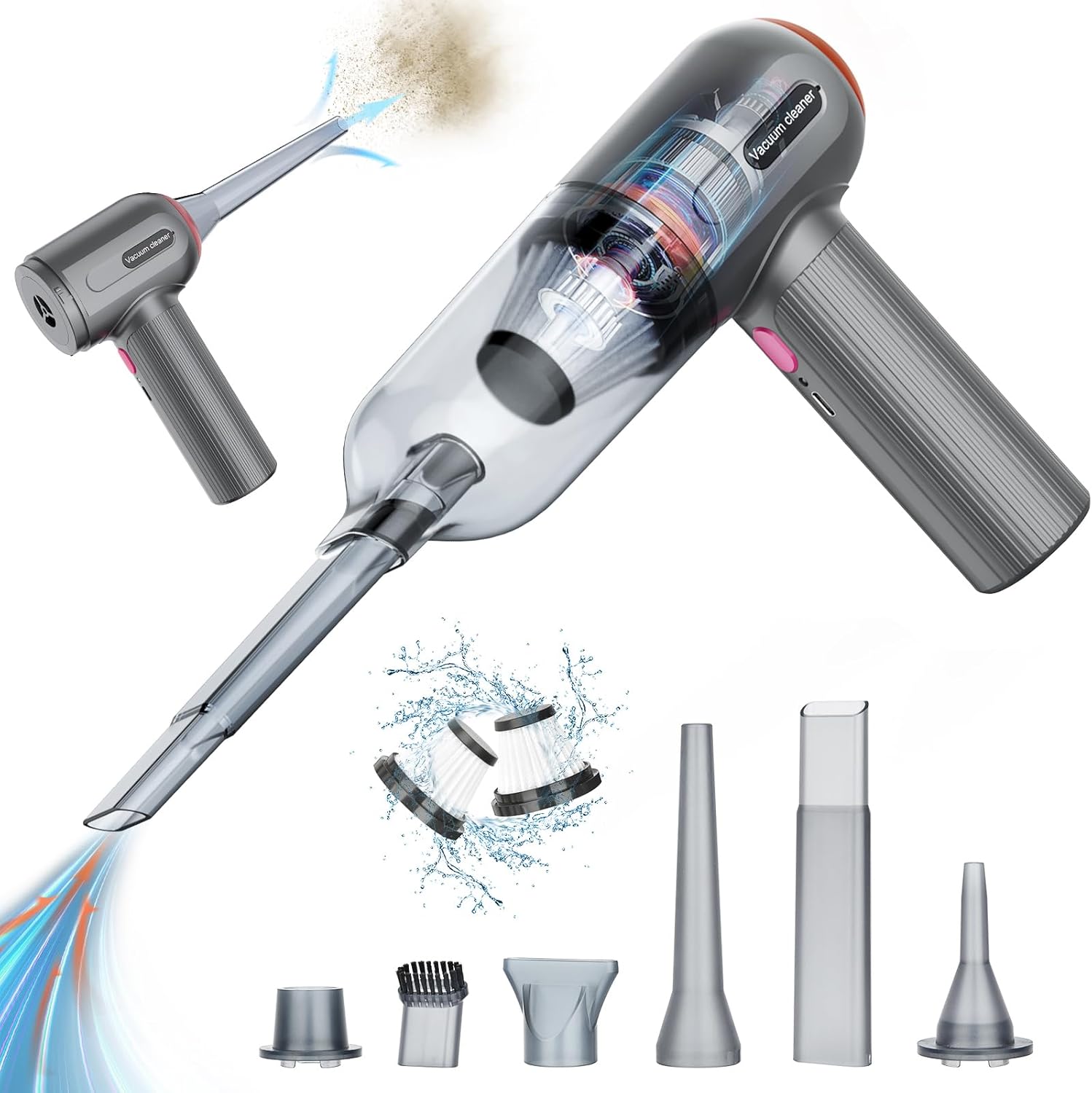 Handheld Vacuum Cordless, 9000Pa Powerful Car Vacuum Cleaner, Rechargeable Porta...