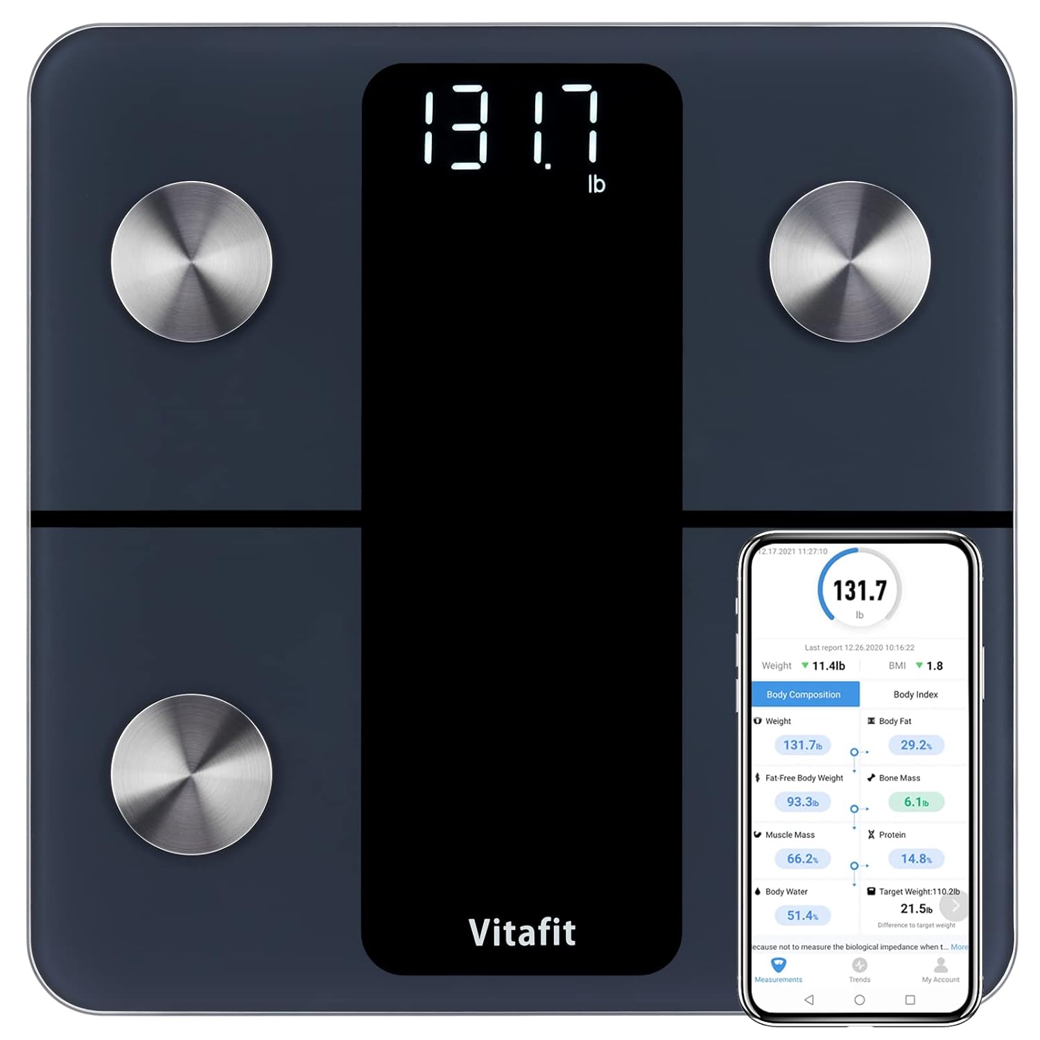 Vitafit Smart Bathroom Scales for Body Weight, Hig...