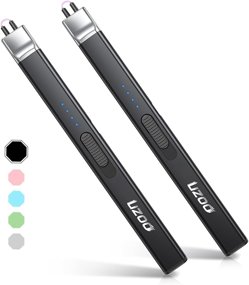 long lighter, Candle Lighters Electric Lighter, Rechargeable Arc Lighter with LE...