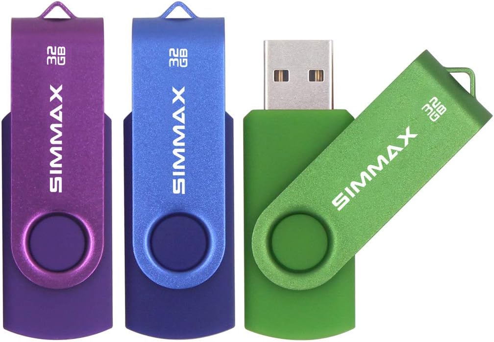 SIMMAX 32GB USB Flash Drives 3 Pack 32GB Memory Stick Swivel Design Thumb Drive...