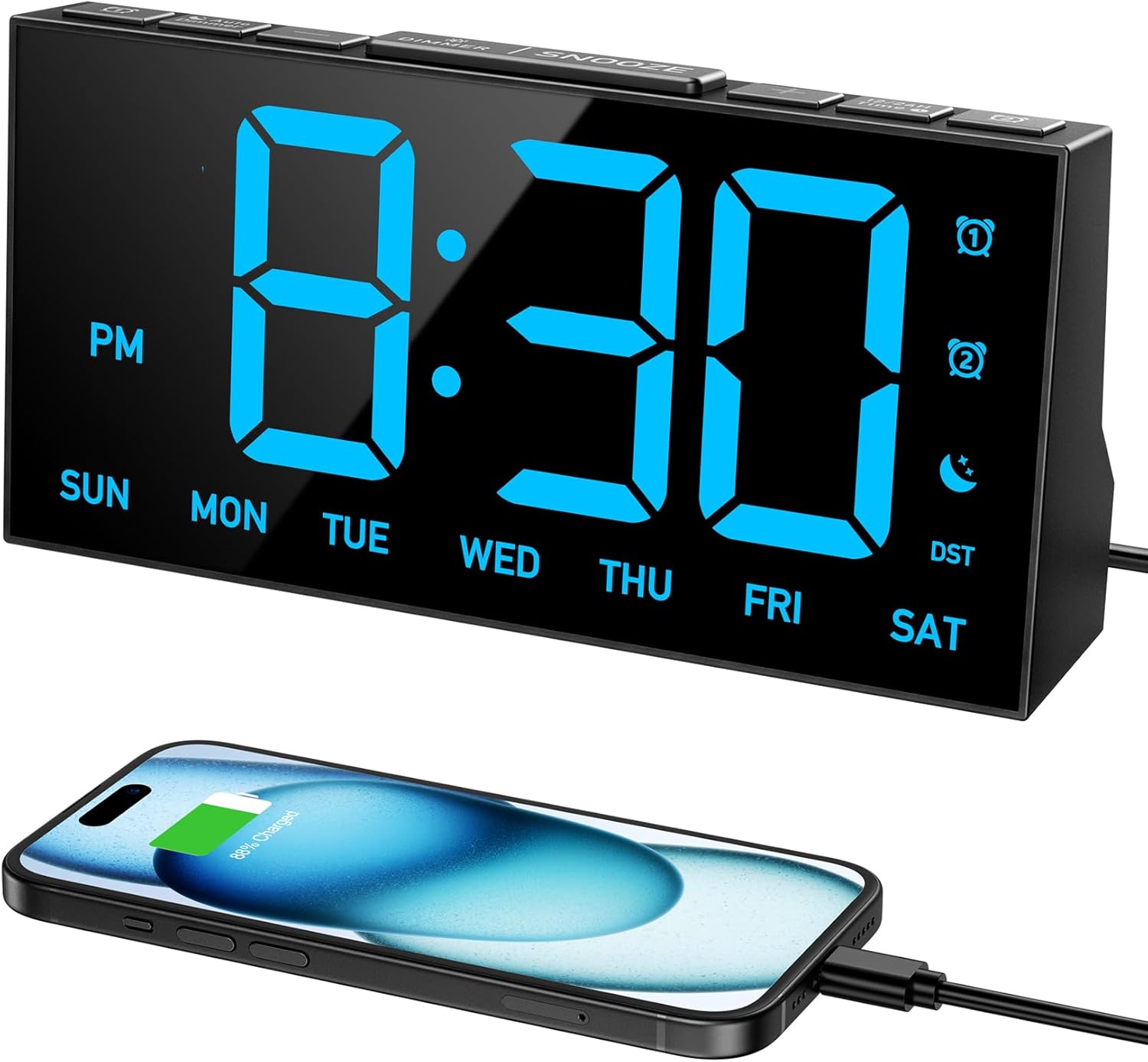 GOLOZA Digital Alarm Clocks for Bedrooms, Digital Clock with 4 Level Brightness...
