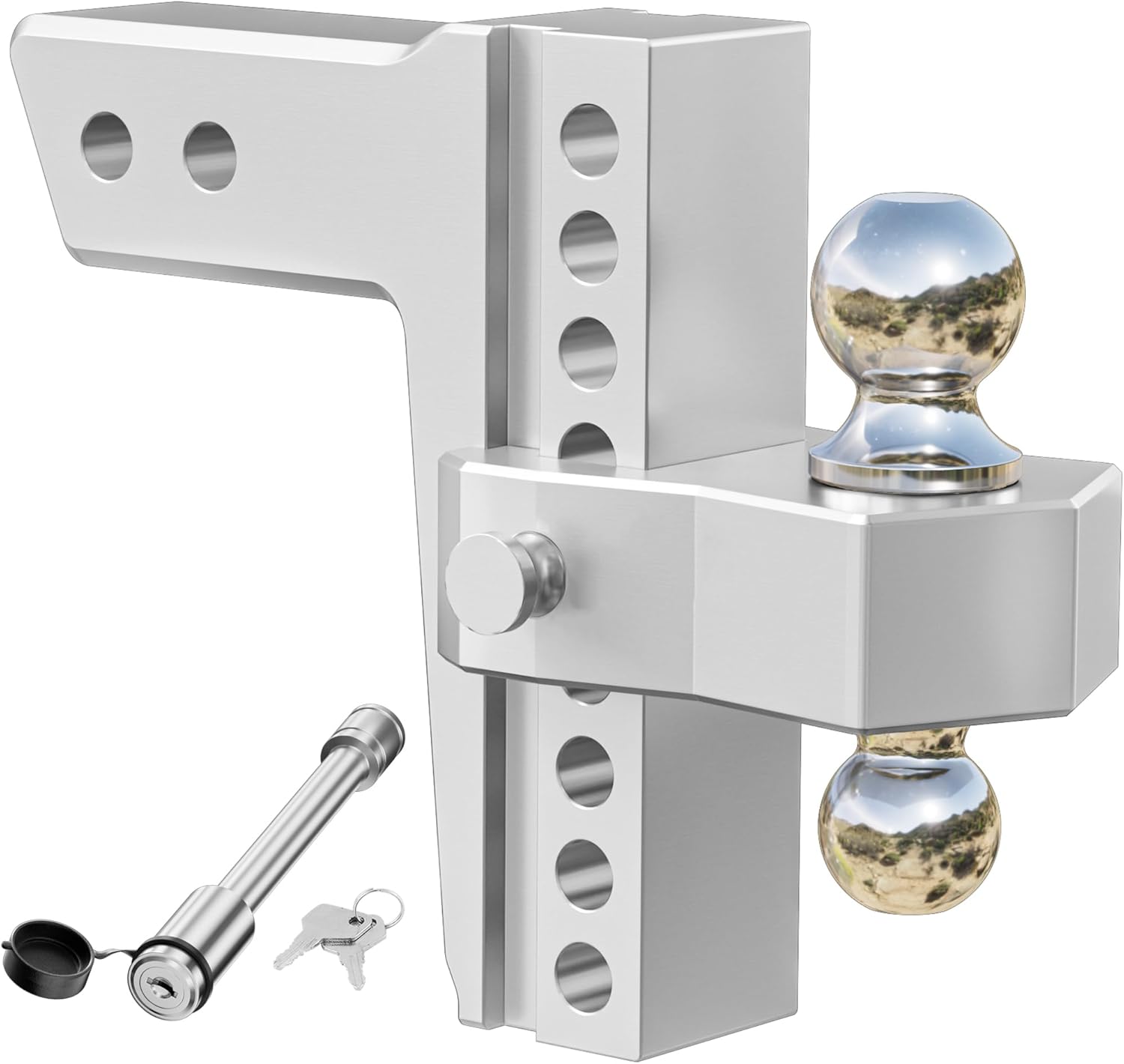 LOCAME Adjustable Trailer Hitch, Fits 2.5-Inch Receiver Only, 8-Inch Drop/Rise A...