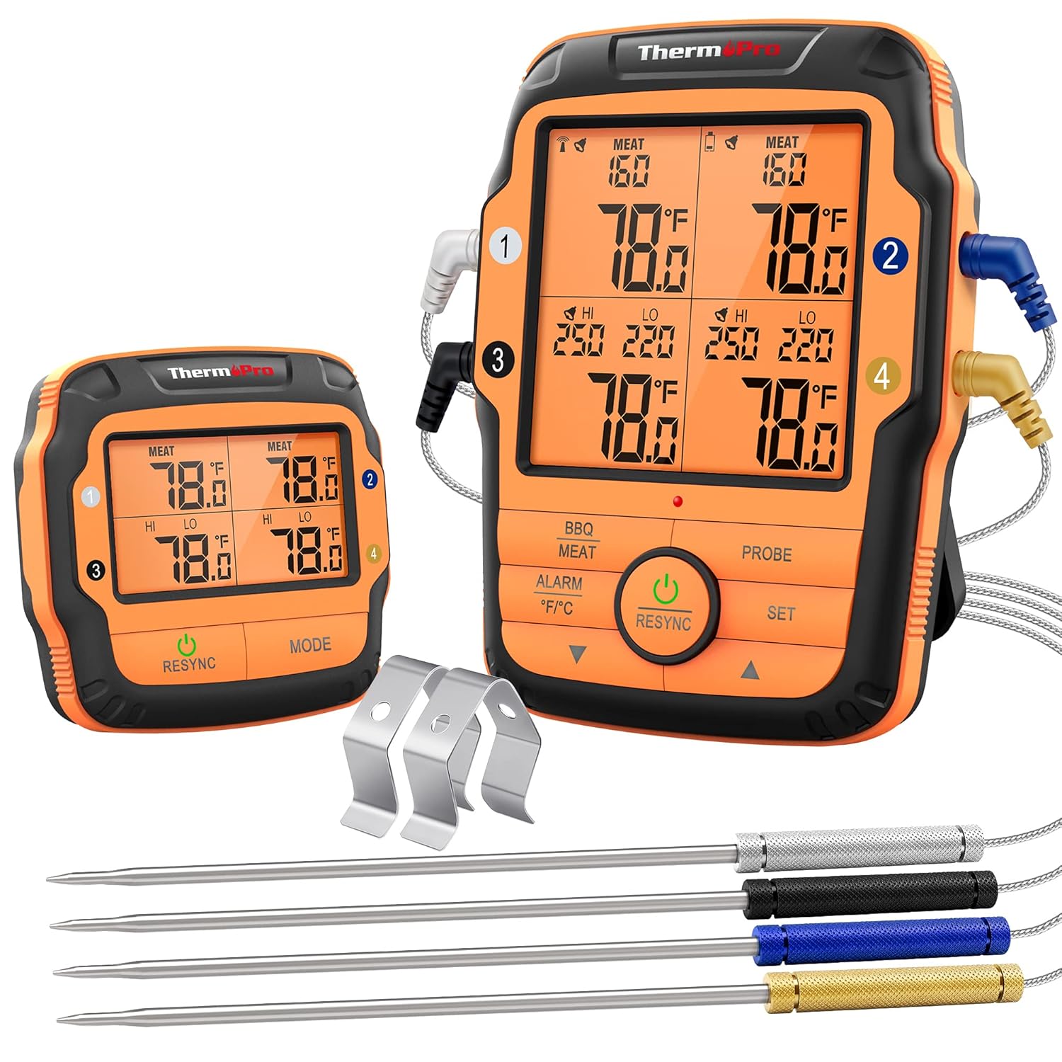 ThermoPro TP27 500FT Long Range Wireless Meat Thermometer for Grilling and Smoki...