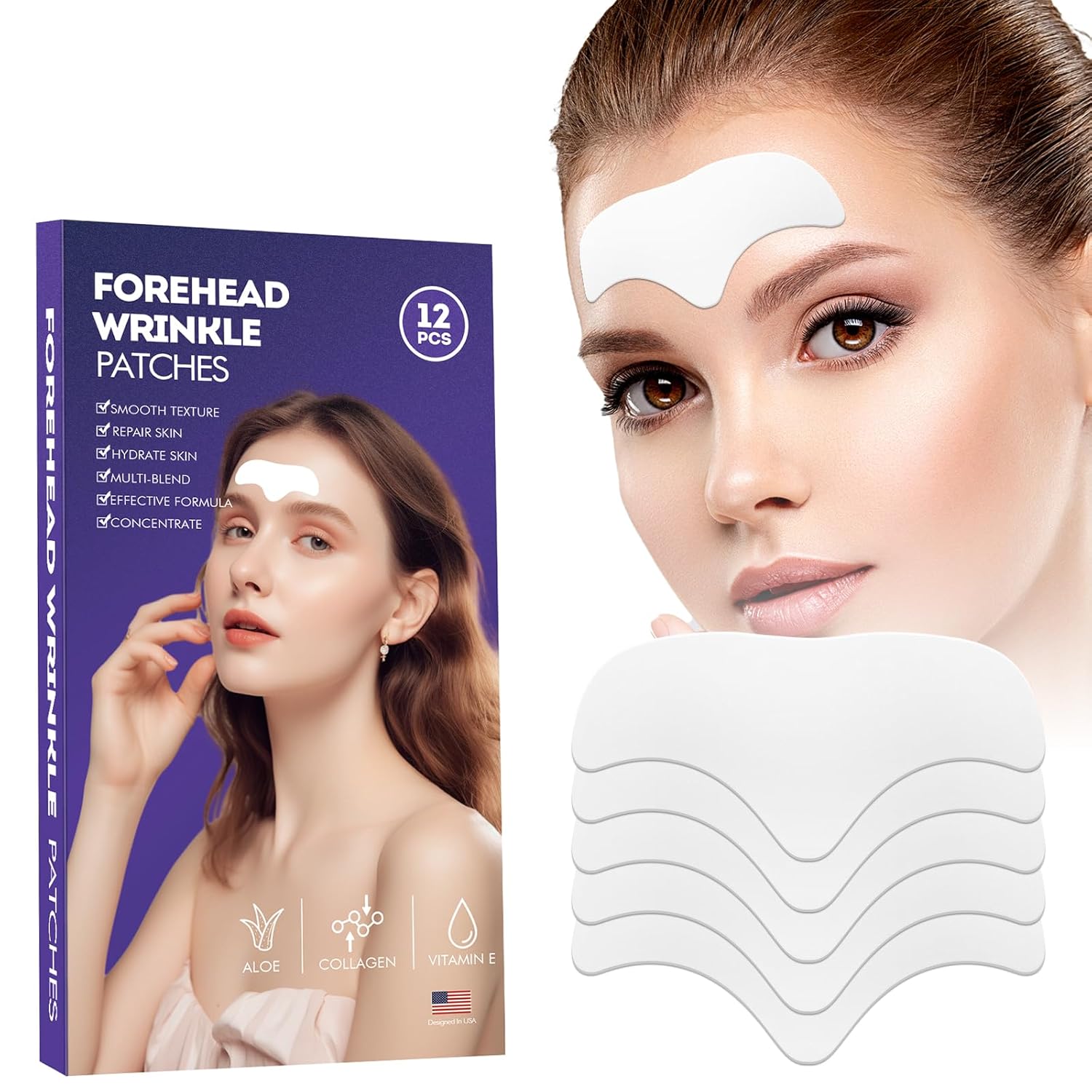 Forehead Wrinkle Patches - 12pcs Smooth Fine Lines & Wrinkles, Anti-Wrinkle Patc...