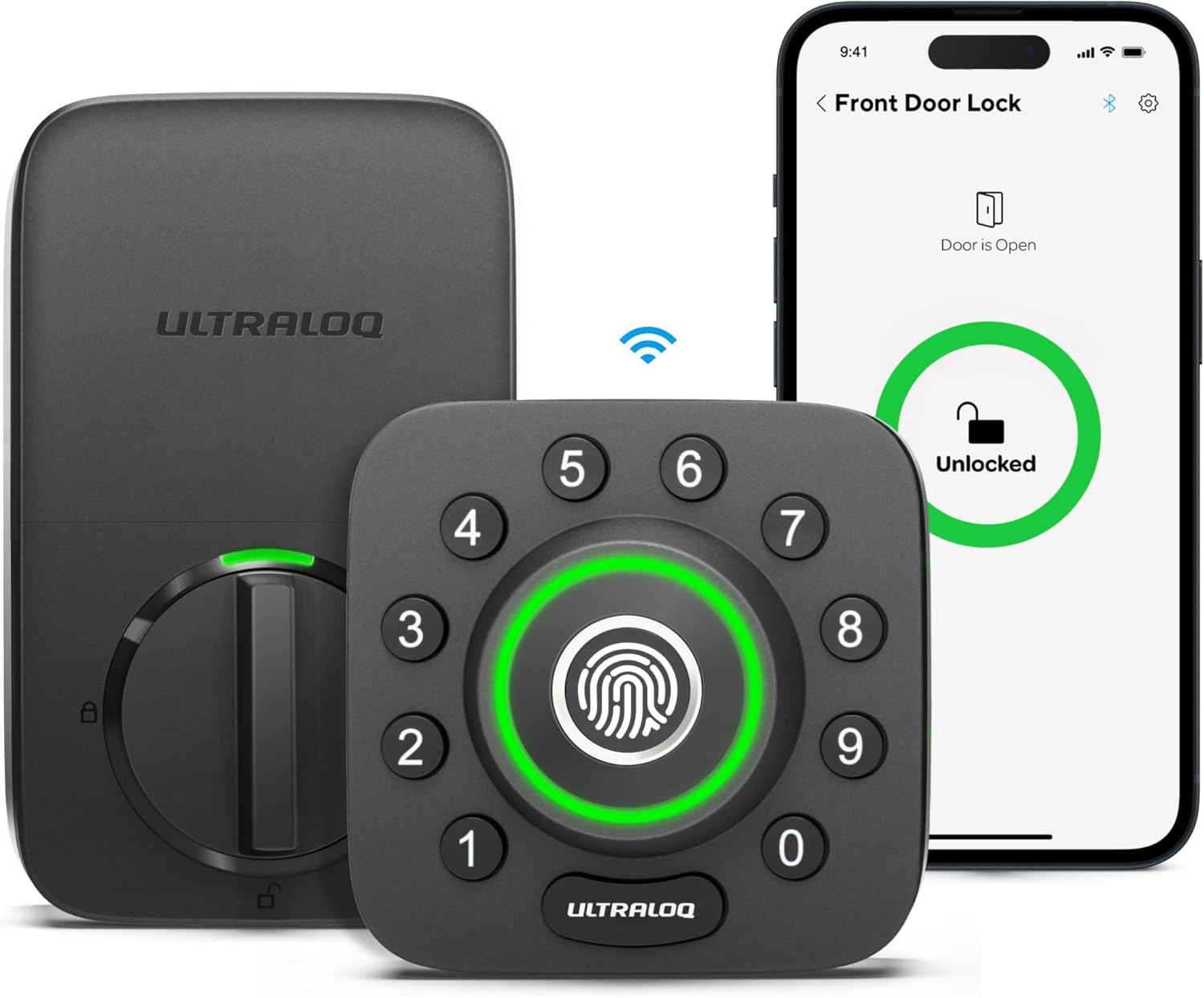 ULTRALOQ U-Bolt Pro WiFi Smart Lock with Door Sensor, 8-in-1 Keyless Entry Door...