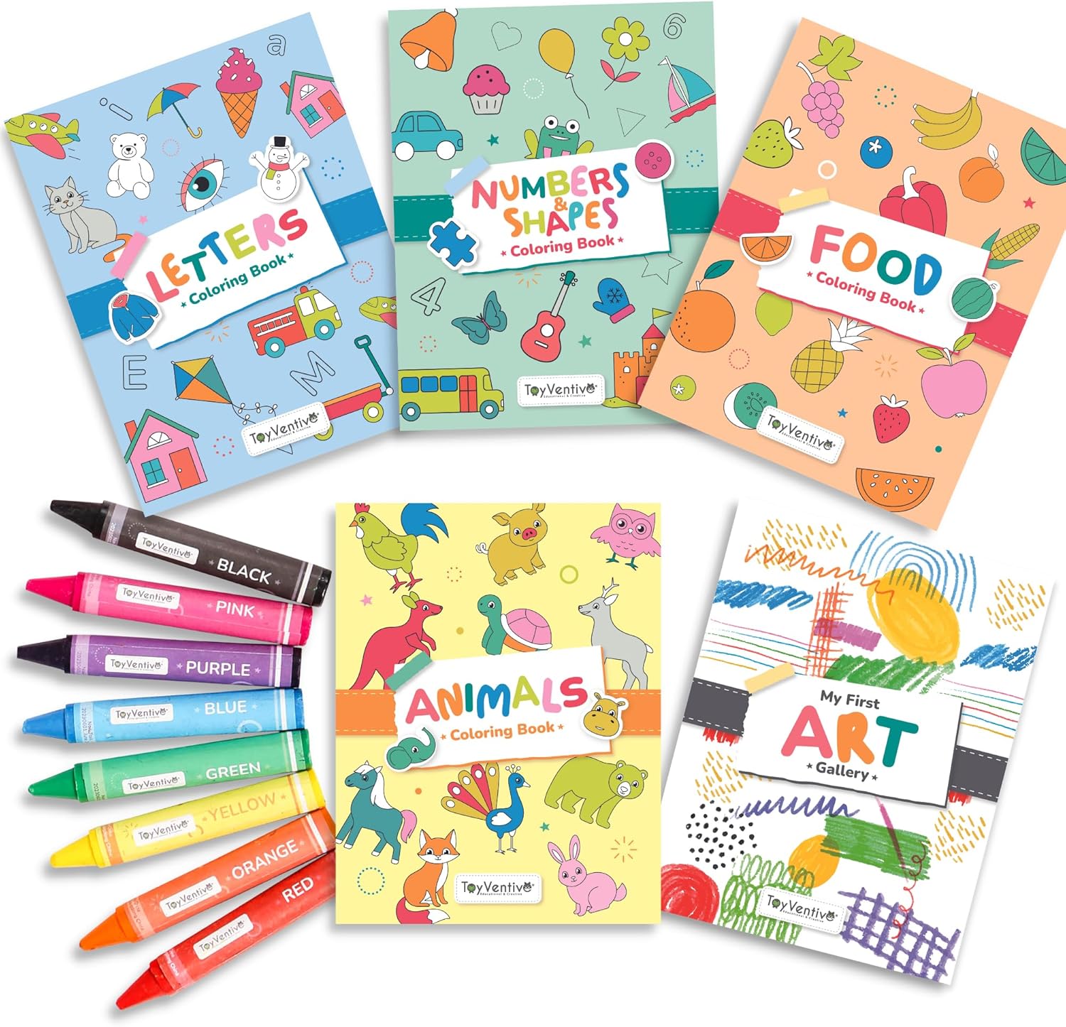 TOYVENTIVE Toddler Coloring Books & Crayons, Toys & Birthday Gifts for 1+,2,3,4...
