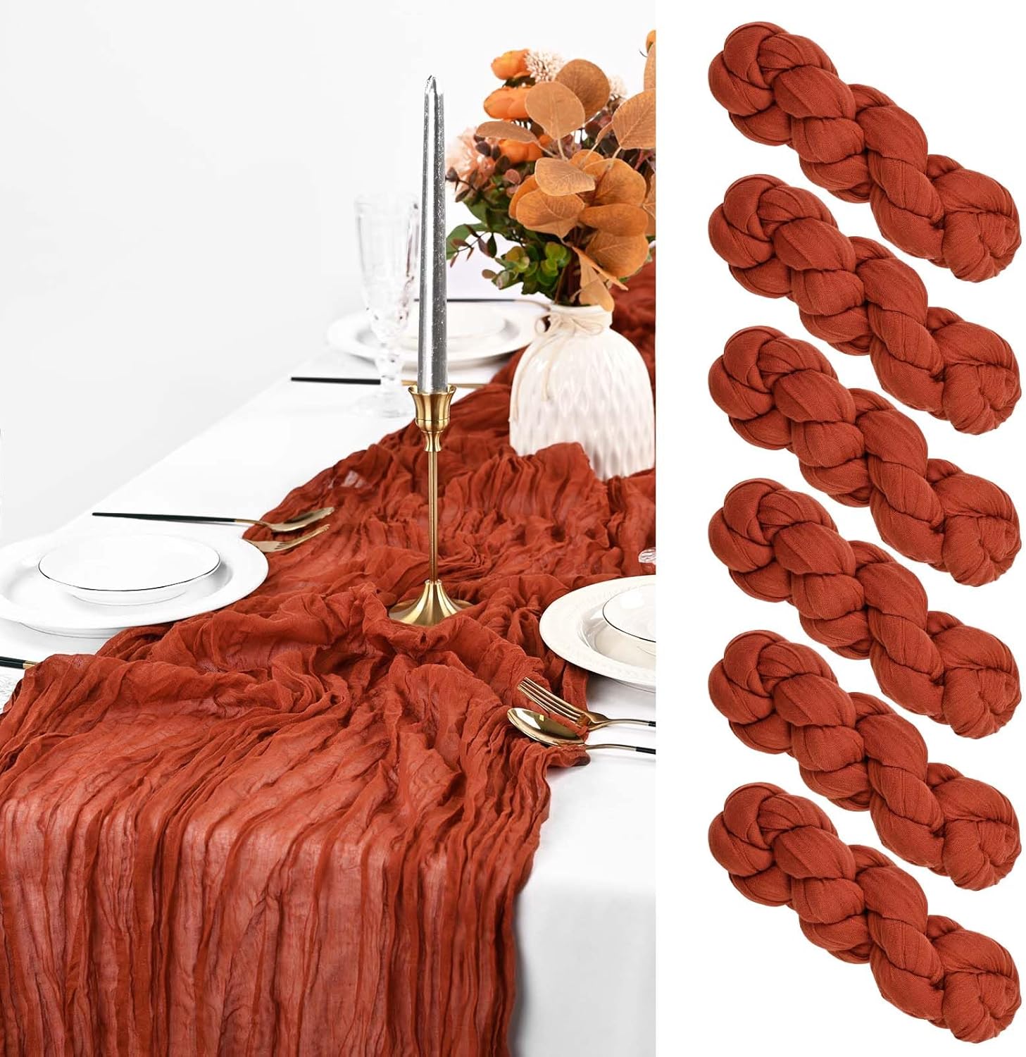 Unique Pesonlook 6 Pack Terracotta Cheesecloth Table Runner, Special Boho Table...
