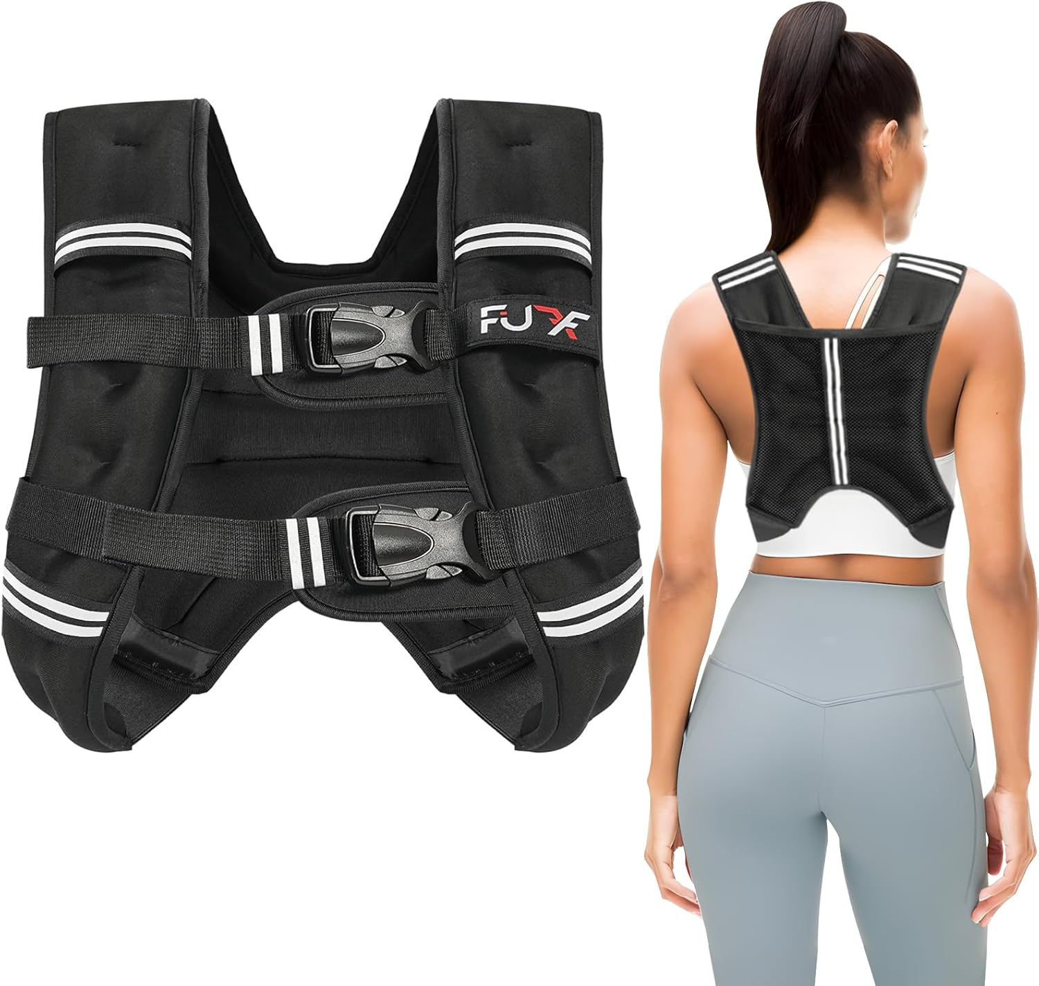 Weighted Vest Woman Men 5lb/10lb/15lb/20lb/25lb/30lb Weights with Reflective Str...