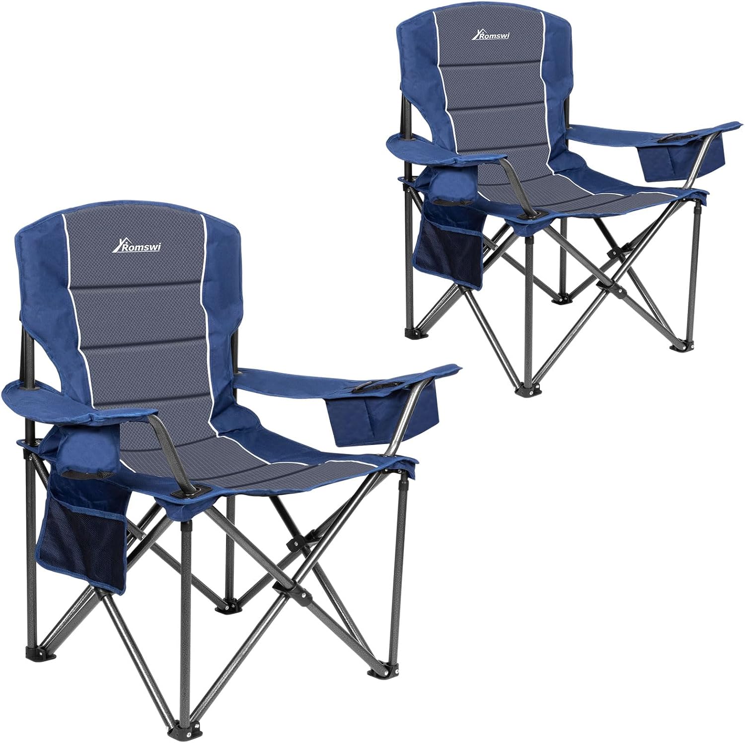 Romswi Oversized Folding Camping Chairs with Adjustable Arm Straps, 450lbs Weigh...