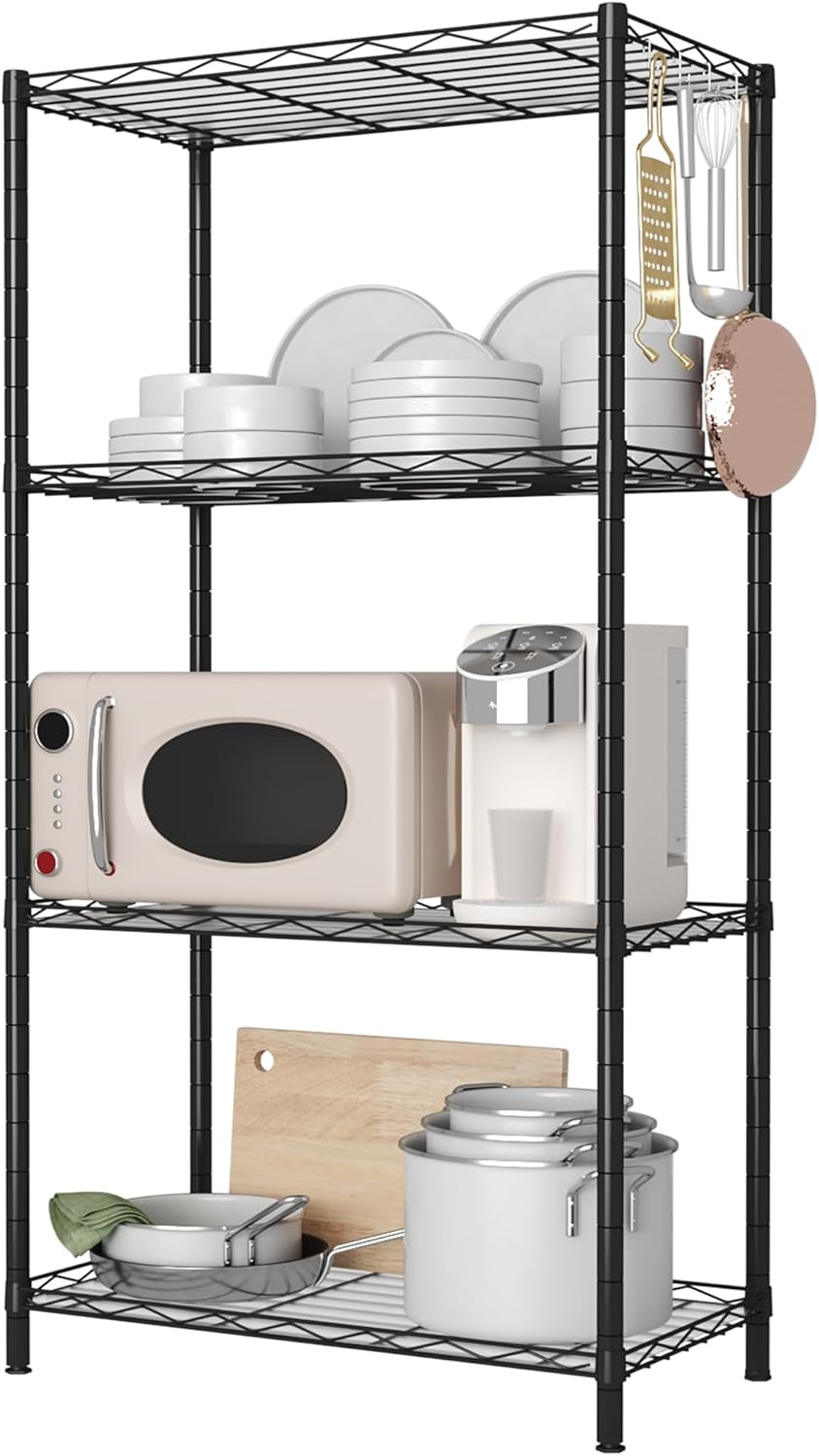 HOMEFORT 4-Shelving Unit, Adjustable Wire Shelving, Metal Wire Shelf with Shelf...