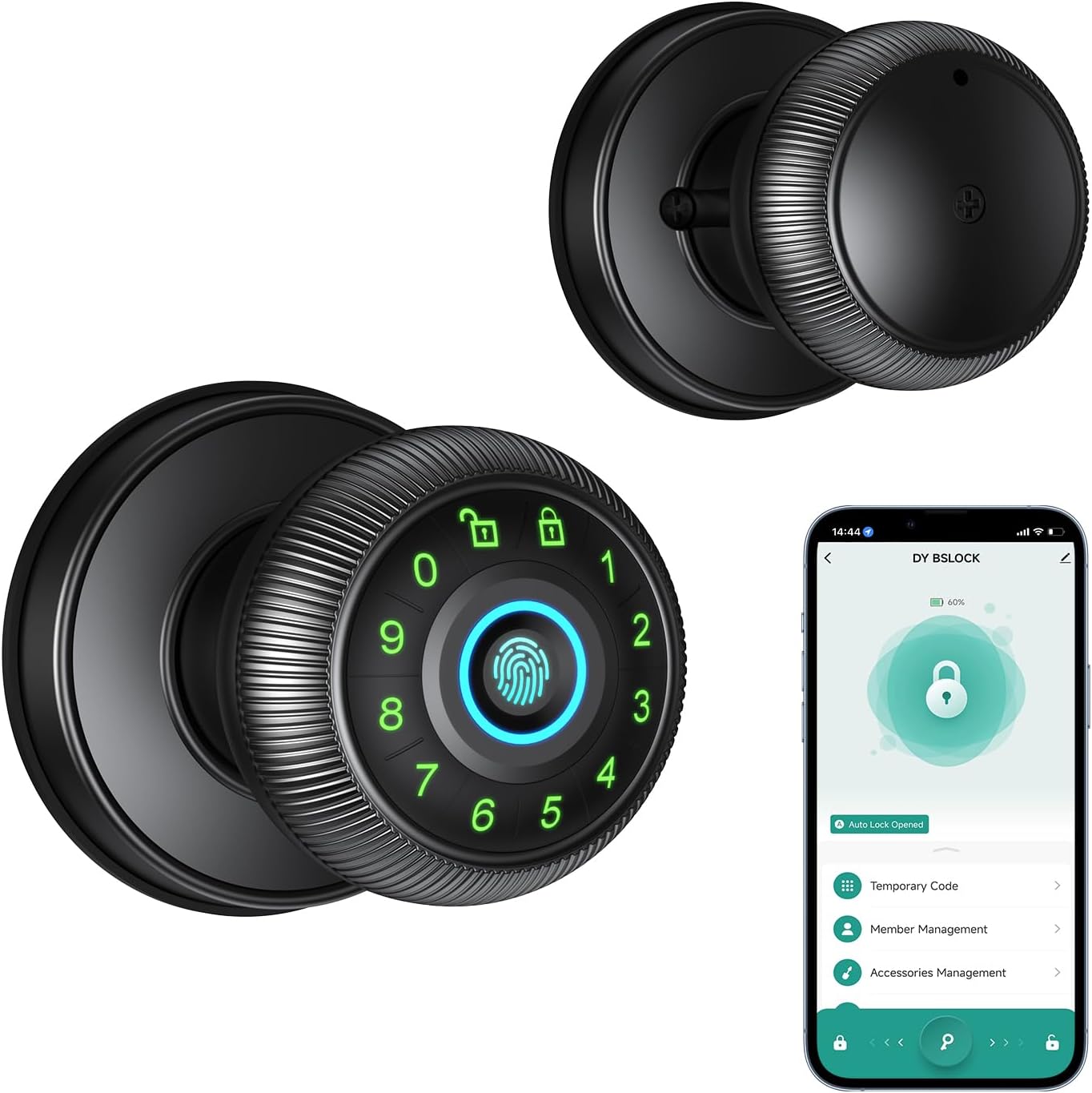 Fingerprint Door Lock - Smart Door Knob with Passcode Keypad, Finger Print Biome...