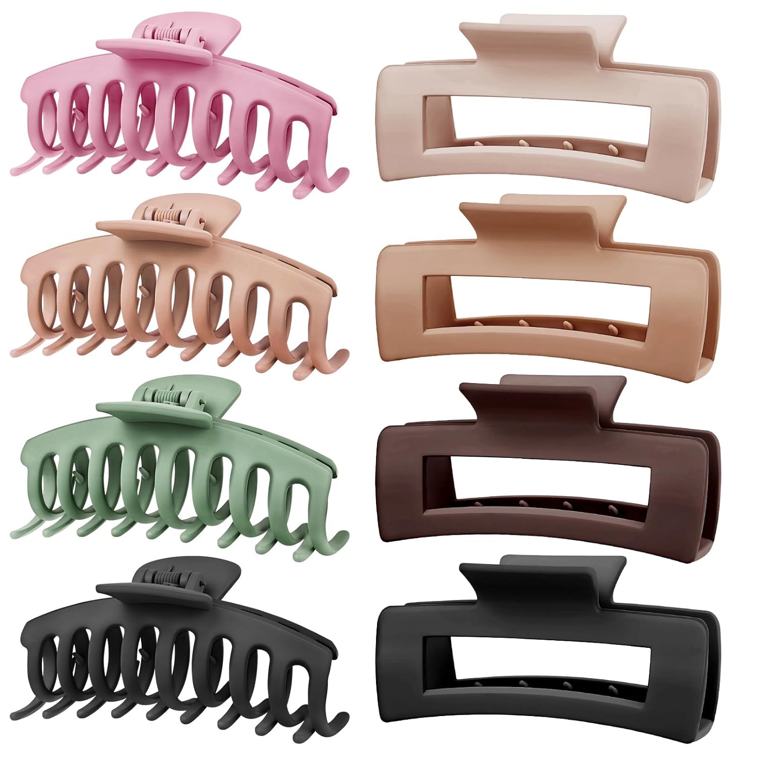 TOCESS 8 Pack Big Hair Claw Clips for Women Large Claw Clip for Thin Thick Curly...