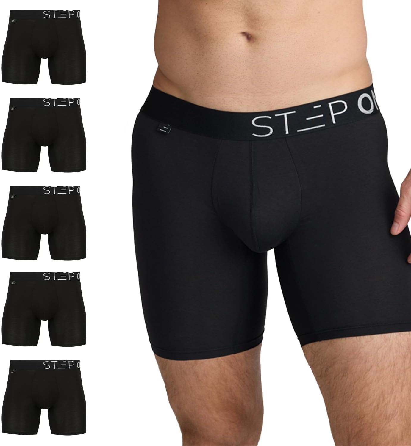 STEP ONE Mens Boxers Shorts Multipack, 5 Pairs, Anti Chafing Underwear for Men,...