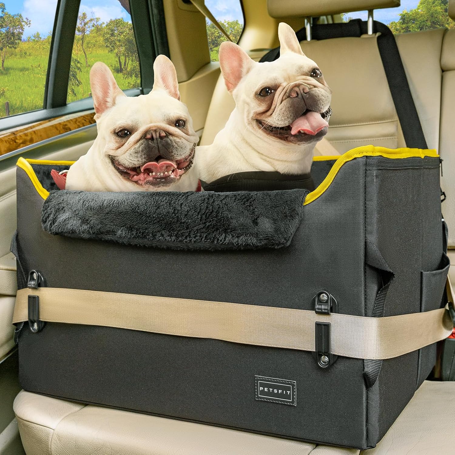 PETSFIT Dog Car Seat Medium Sized Dog with Safety Belt Attachment Buckles, Dog B...