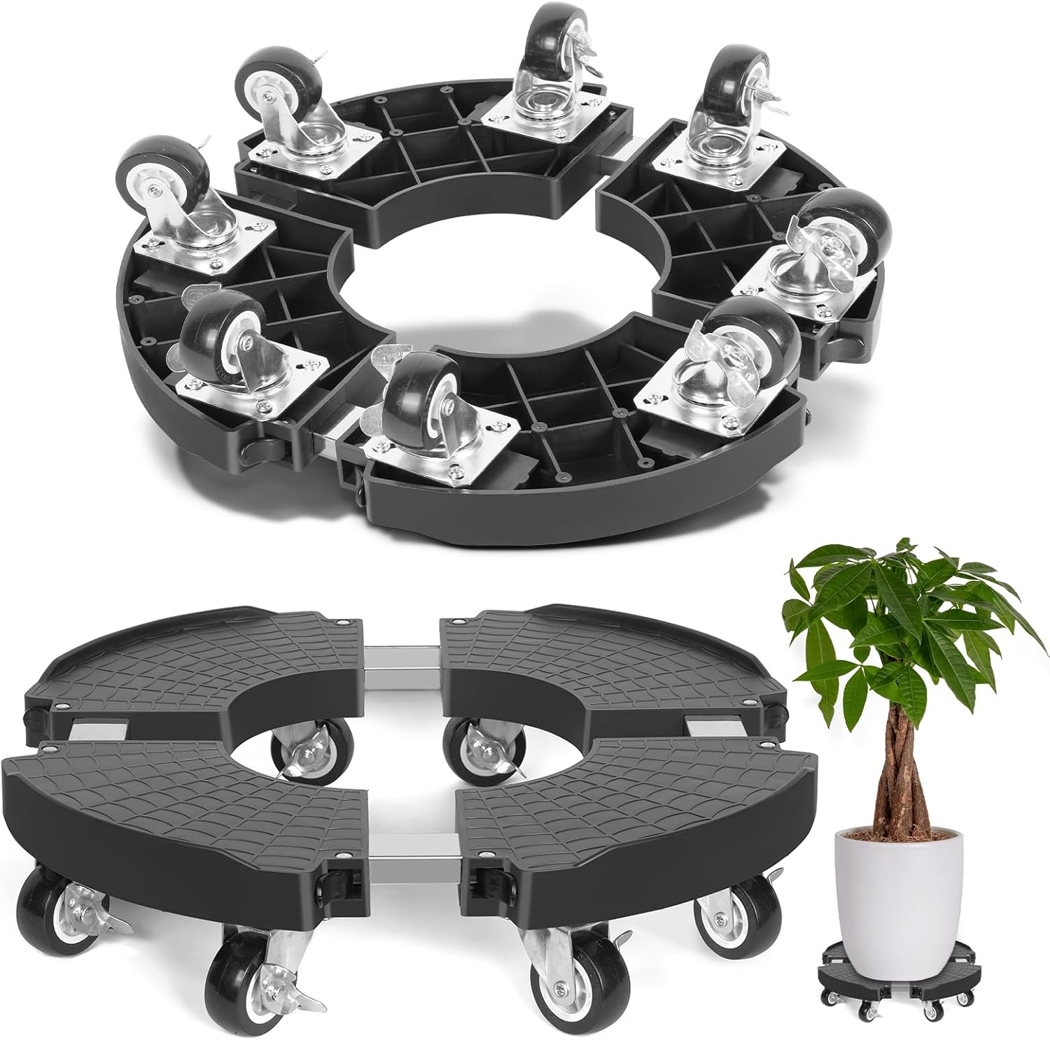 TreeGun Plant Caddy with Wheels Heavy Duty with 8 Lockable Casters, Rolling Plan...