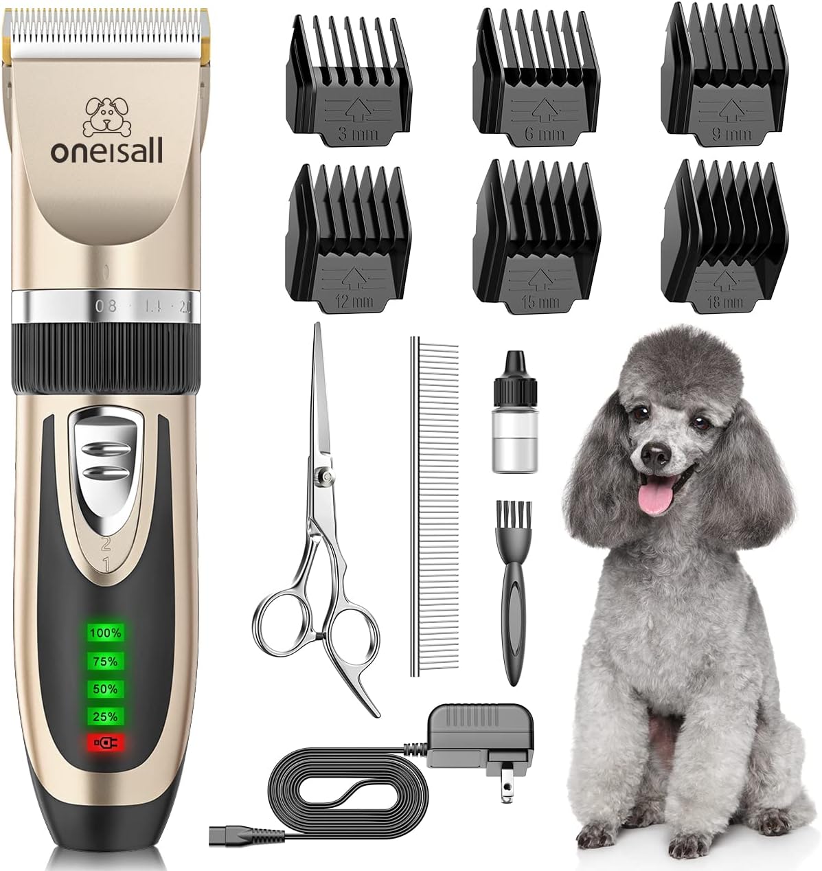 oneisall Dog Clippers Low Noise, 2-Speed Quiet Dog...
