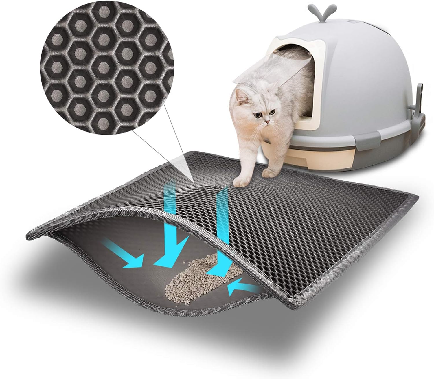 Pieviev Cat Litter Mat Litter Tray Mat of Large Size Double Layer Honeycomb Larg...