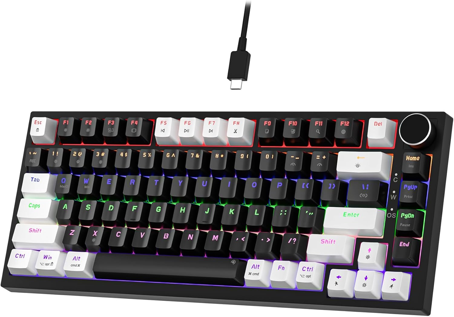 NEWMEN GM326 Mechanical Keyboard,Wired Gaming Keyboard,75 Percent TKL Hot Swappa...