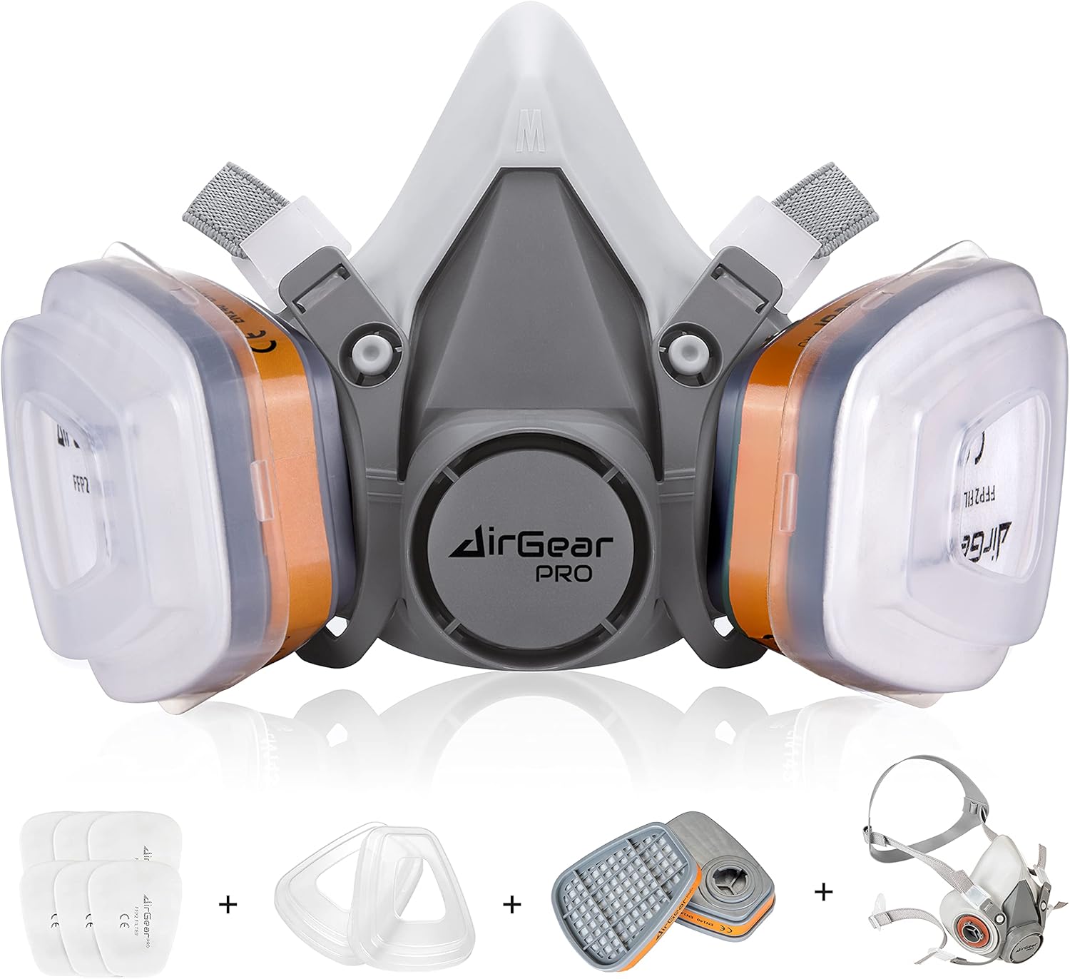 AirGearPro M-500 Reusable Respirator Mask with A1P2 Filters | Anti-Dust Gas mask...