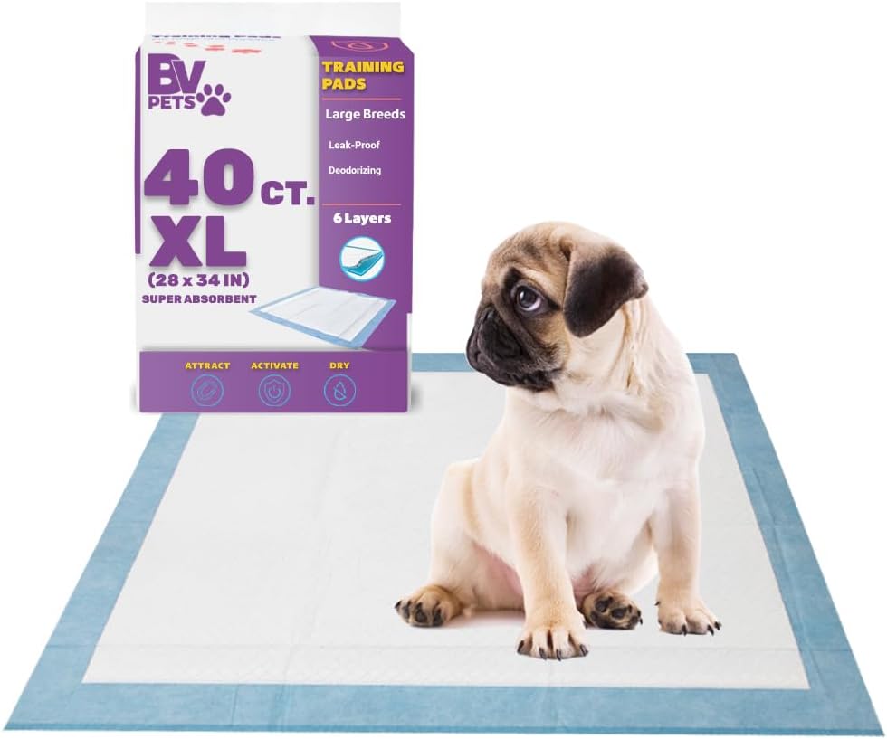 BV XL Puppy Pads X-Large Leak-Proof 28"x34" [40CT] | Training Pad Ultra Absorben...