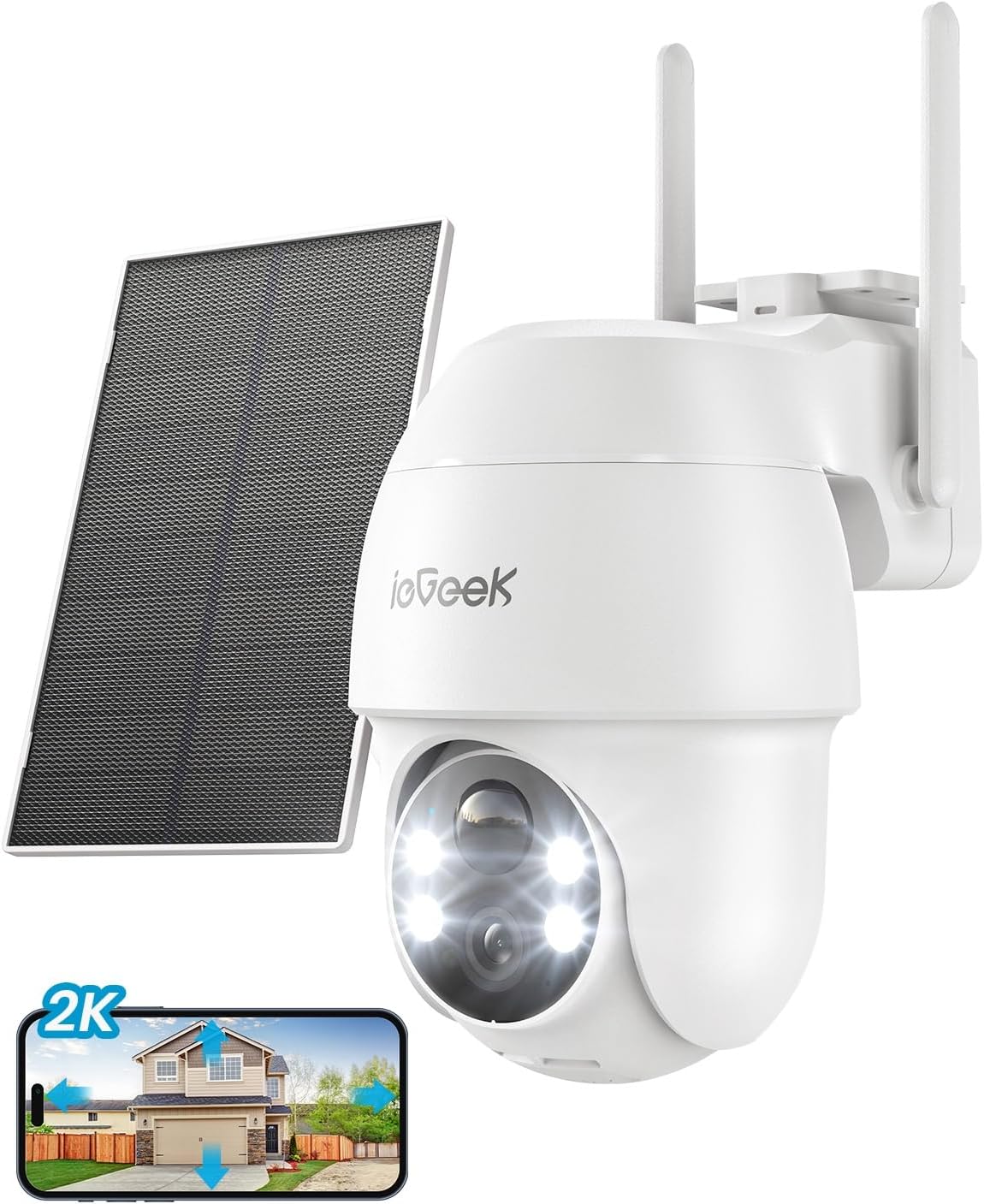 ieGeek Security Cameras Wireless Outdoor, 2K 2.4G WiFi Camera with Solar Panel a...