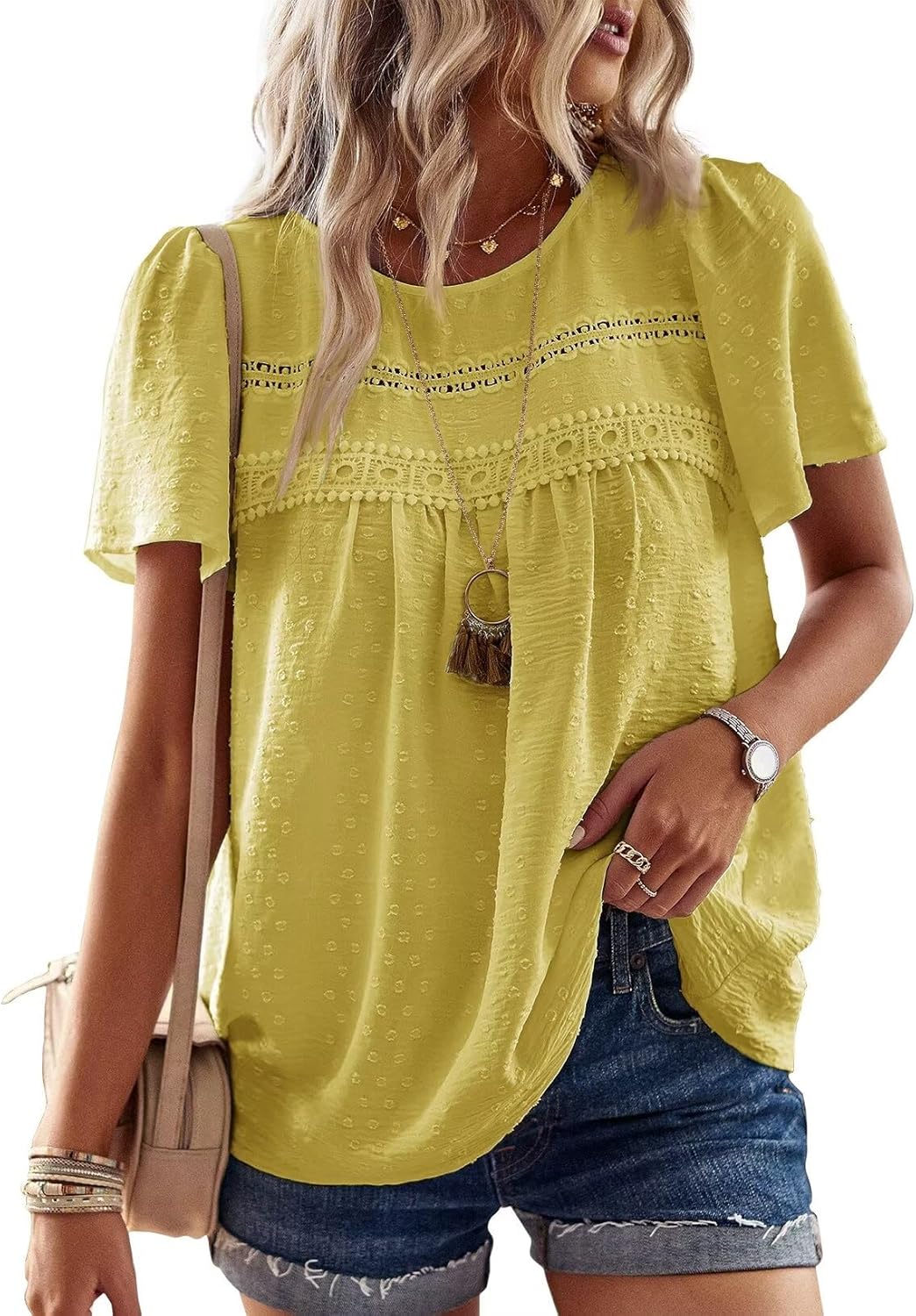 Trendy Womens Summer Tops, Unique Crewneck Short Sleeve Shirts, Special Casual C...