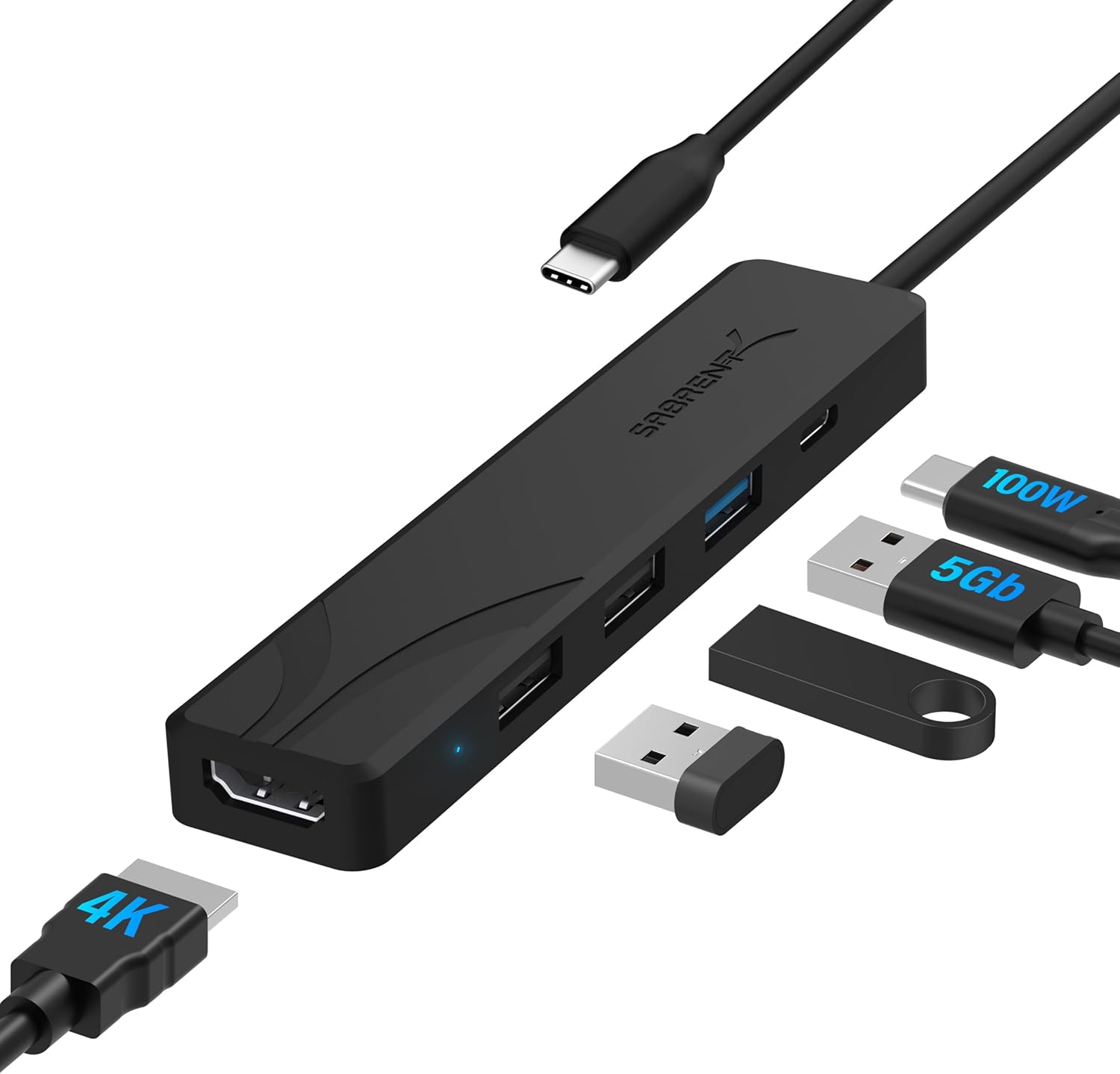 SABRENT USB C Hub 5-in-1, Ultra-Fast 5 Gbps Docking Station with USB C to HDMI A...
