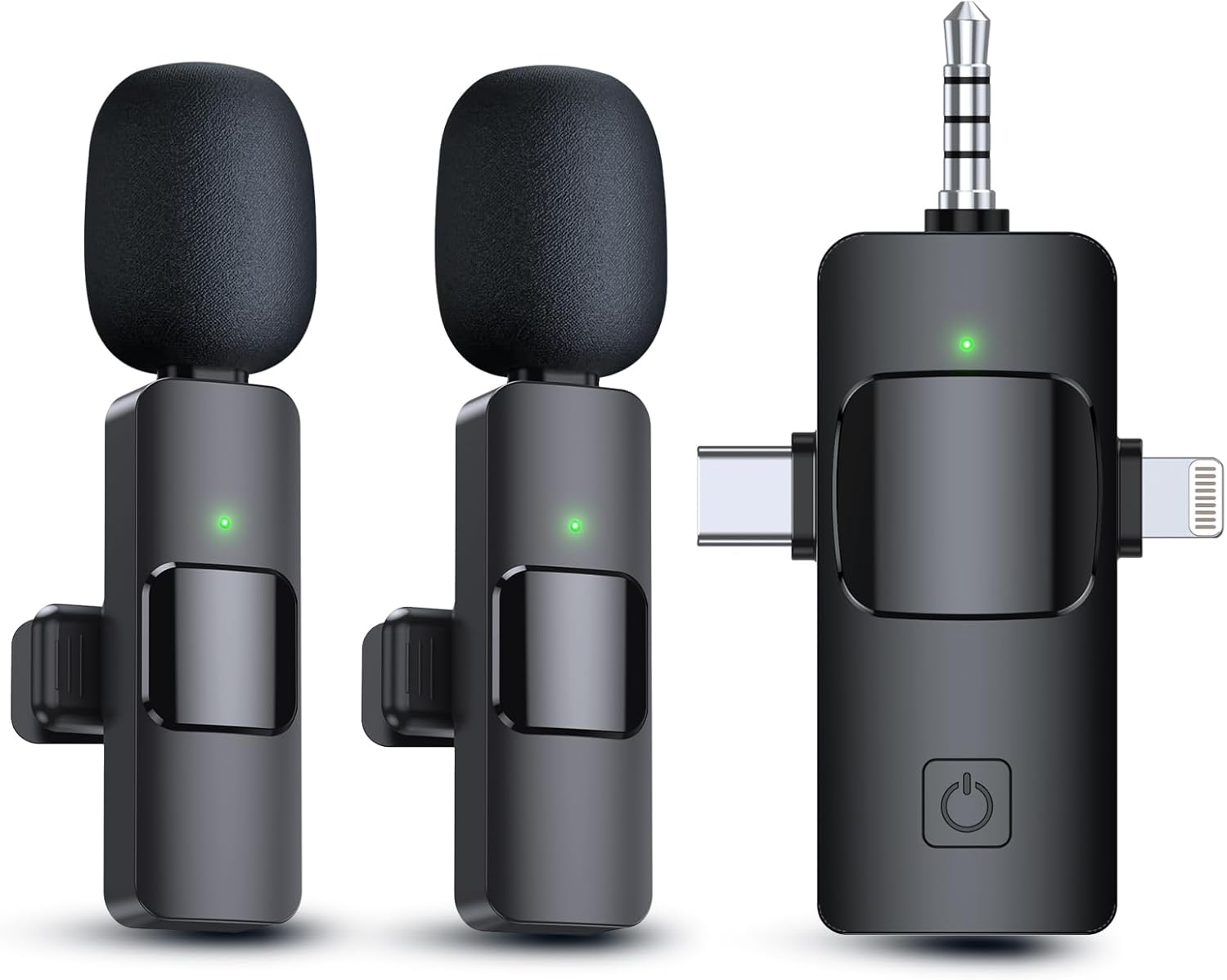 PQRQP 3 in 1 Wireless Lavalier Microphones for iPhone, iPad, Android, Camera, US...