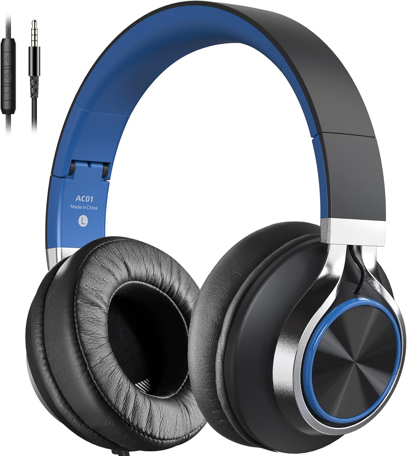 AC01 Over-Ear Headphones Wired, Noise Isolating Corded Stereo Headsets with Micr...