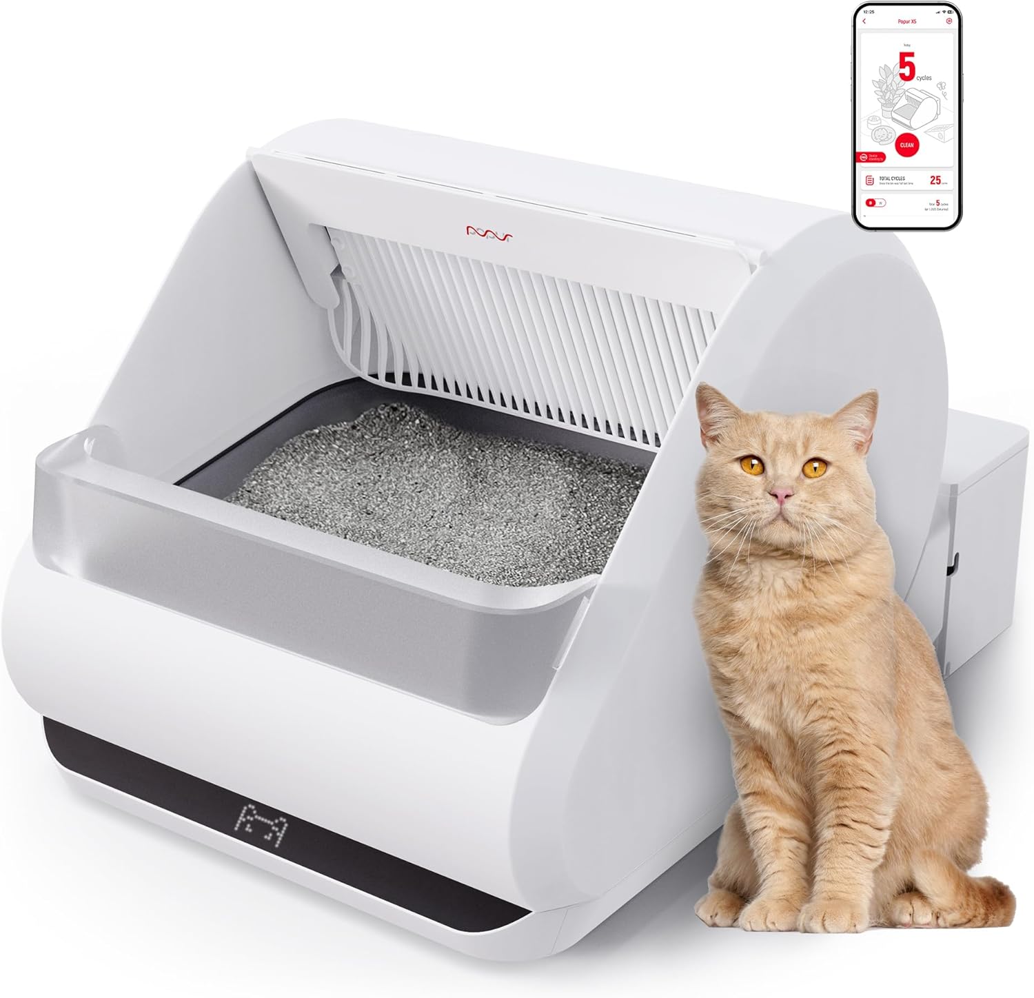 Revolutionary Popur X5 Self Cleaning Cat Litter Box, Unique Litter Box with Open...