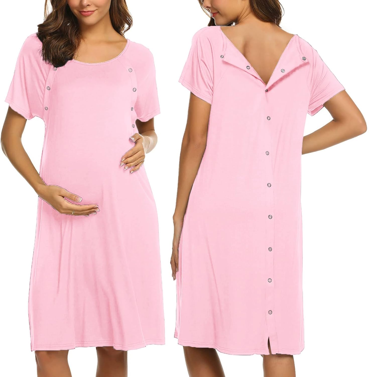 Ekouaer Women’s Nursing/Delivery/Labor/Hospital Nightdress Short Sleeve Maternit...