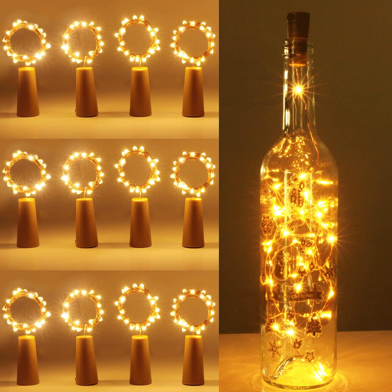 Kolpop Bottle Lights 12 Packs, Cork Lights for Wine Bottles, 2m 20 LED Copper Wi...
