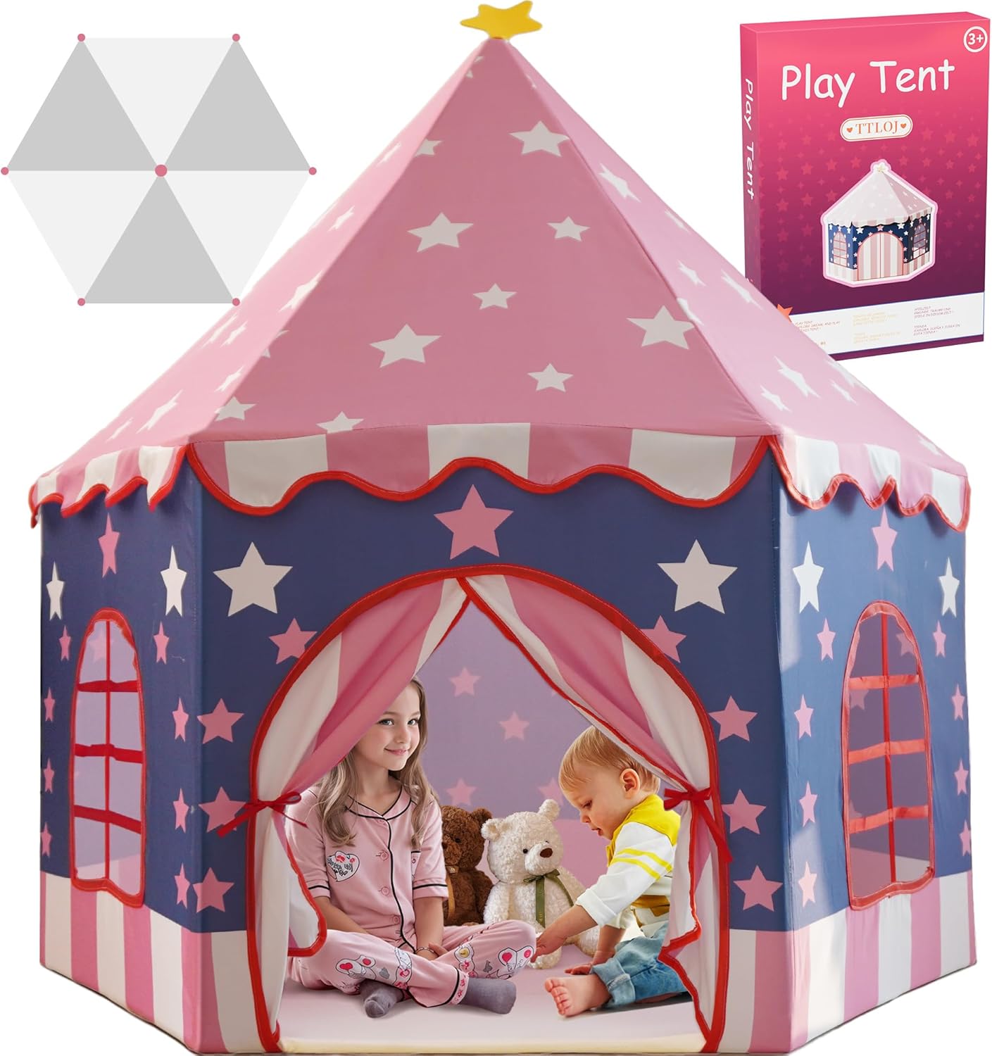 Large Girls Play Tent Princess, Boys Castle Kids Playhouse Indoor Outdoor Toddle...