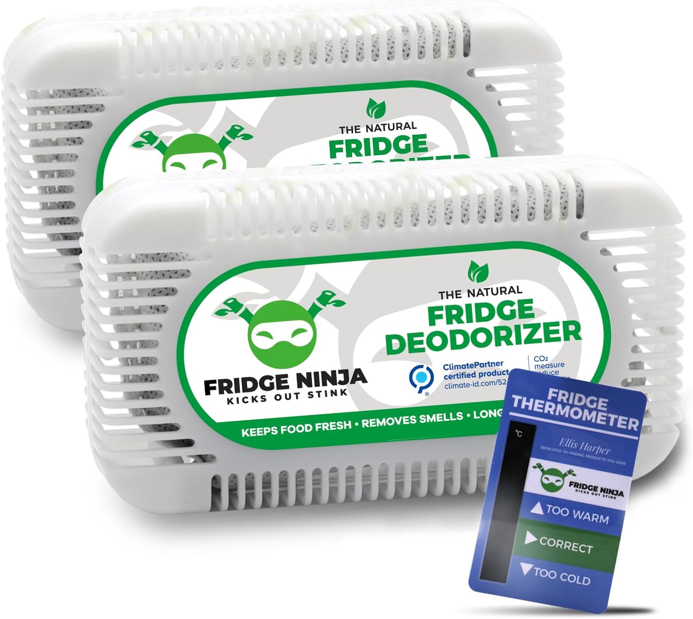 Ellis Harper Natural Fridge Deodoriser (2 Pack) - Lasts 12 Months - Unscented Ch...