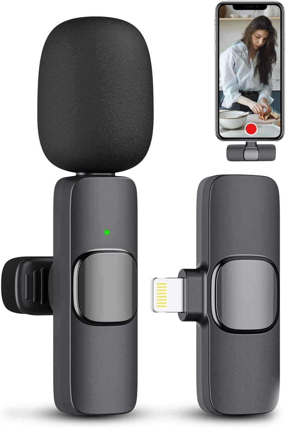 Professional Wireless Lavalier Microphone for iPhone iPad (14 and Below), Cordle...