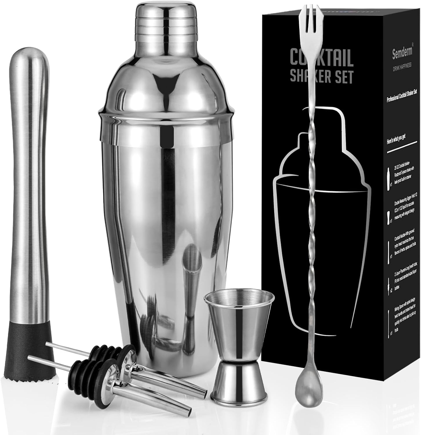 Cocktail Shaker Set, 6-Piece Mixology Bartender Kit Premium Shakers Bartending:...