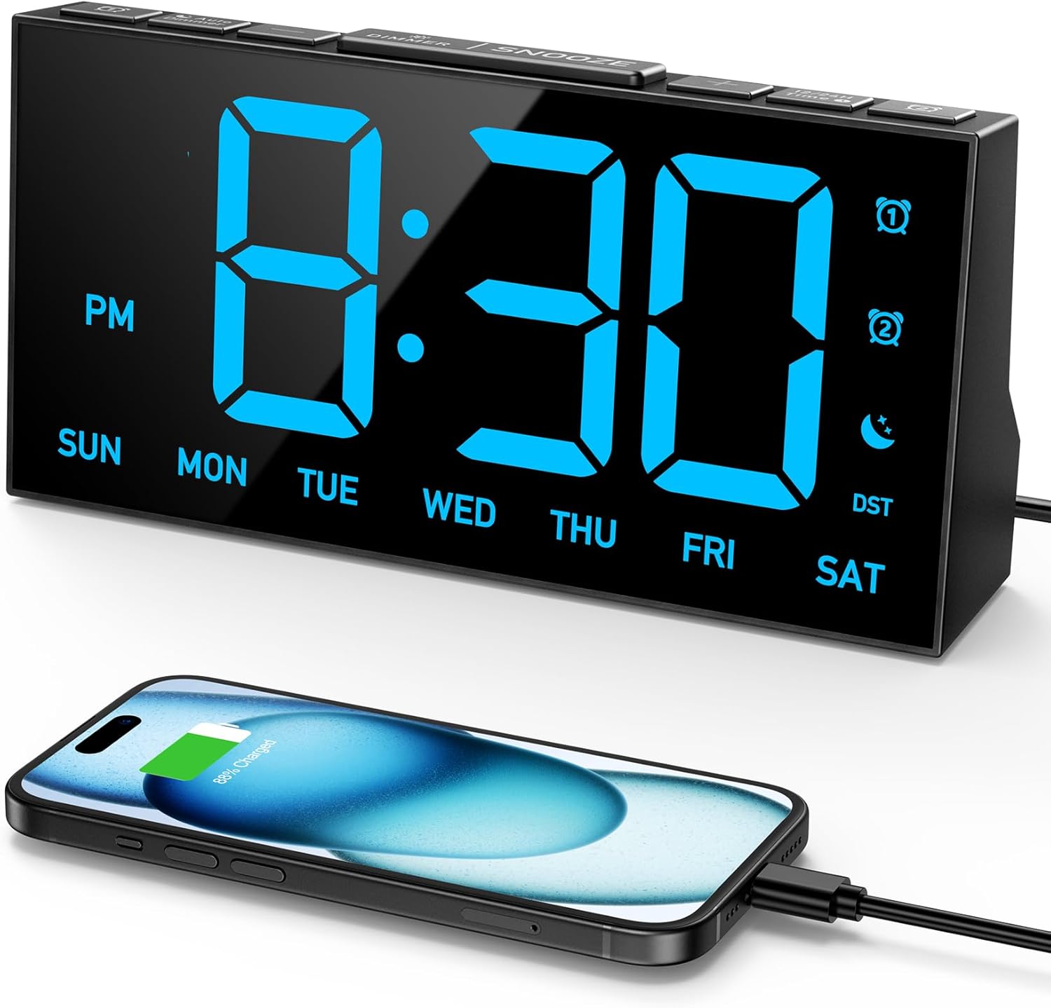 GOLOZA Digital Alarm Clocks for Bedrooms, Digital Clock with 4 Level Brightness...