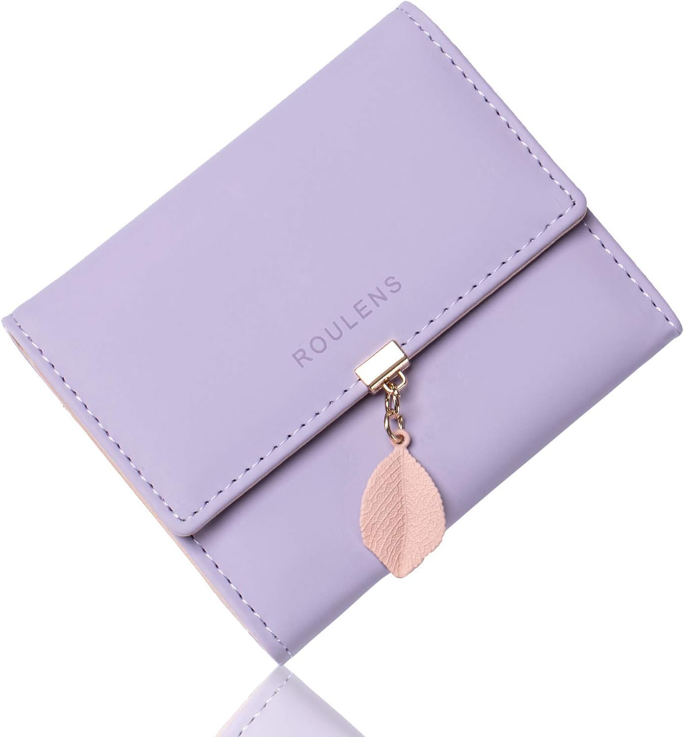 Roulens Ladies Purse, RFID Blocking PU Leather Wallet for Women Leaf Pendant Zip...