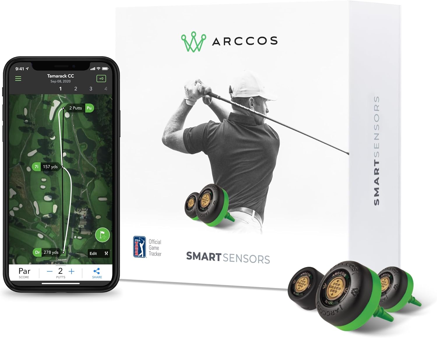 Arccos Smart Sensors: Automatic Golf Game Tracking System, A.I. Powered GPS Rang...