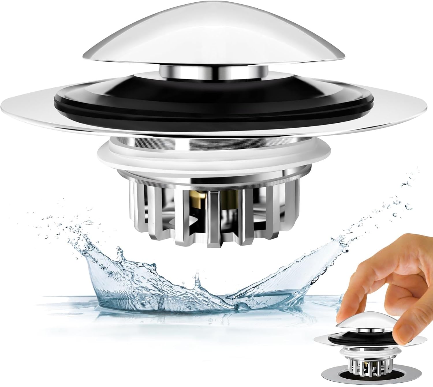 Bathtub Drain Stopper, Pop Up Tub Drain Hair Catcher, Bath Tub Drain Plug and Co...