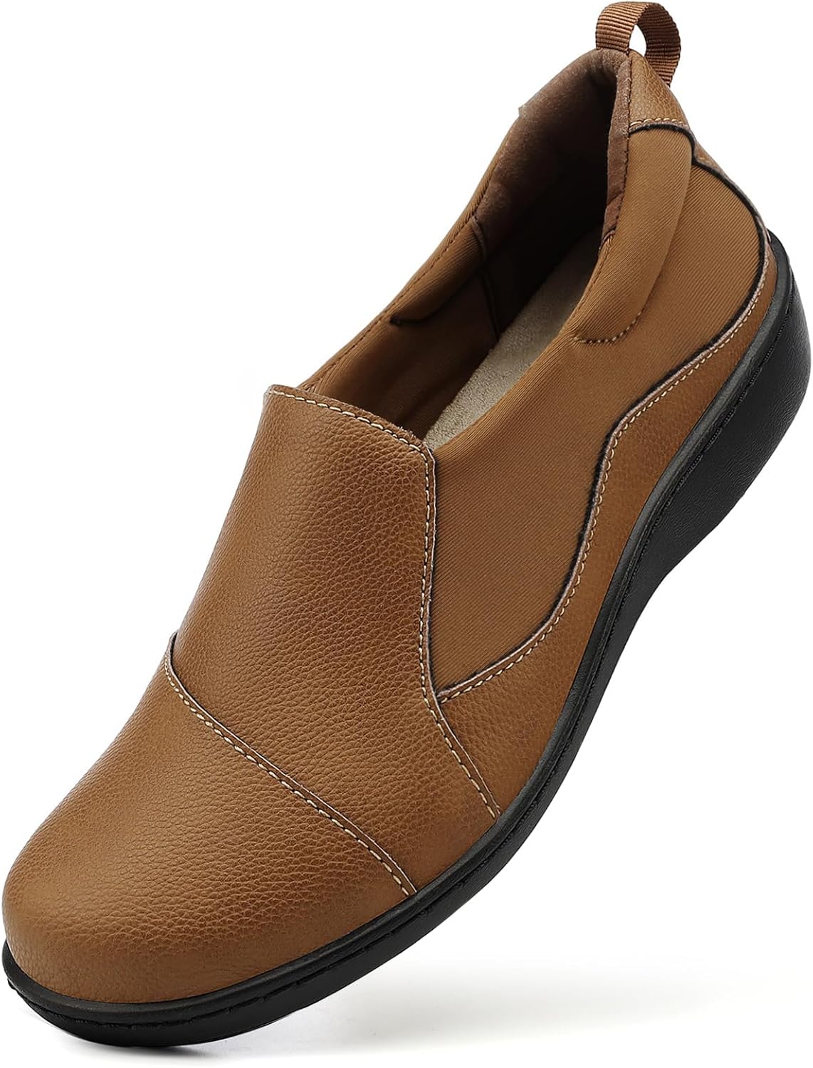 Women's Comfort Leather Loafers Cute Casual Slip On Lightweight Walking Flats Ev...